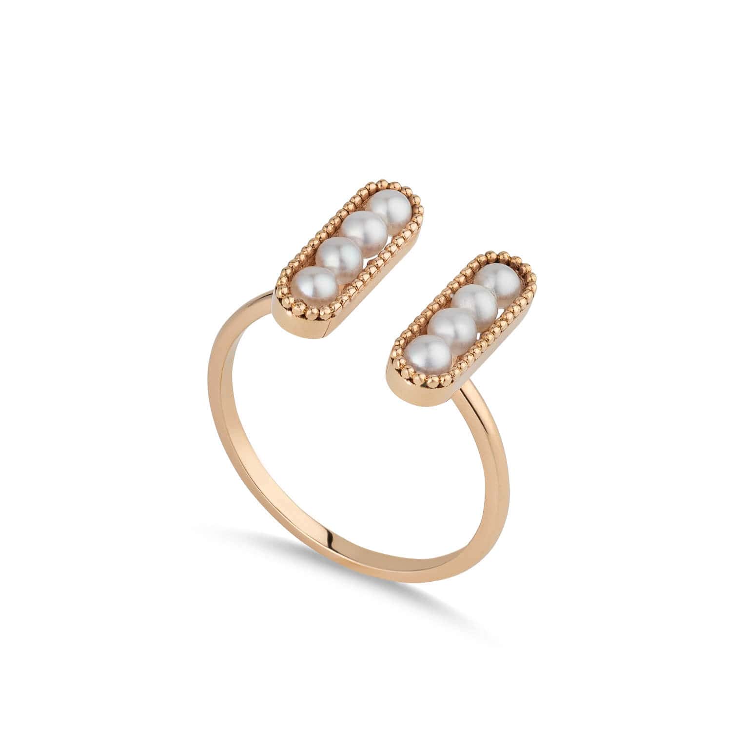 18K rose gold pearl open ring — Melina Fachidis
