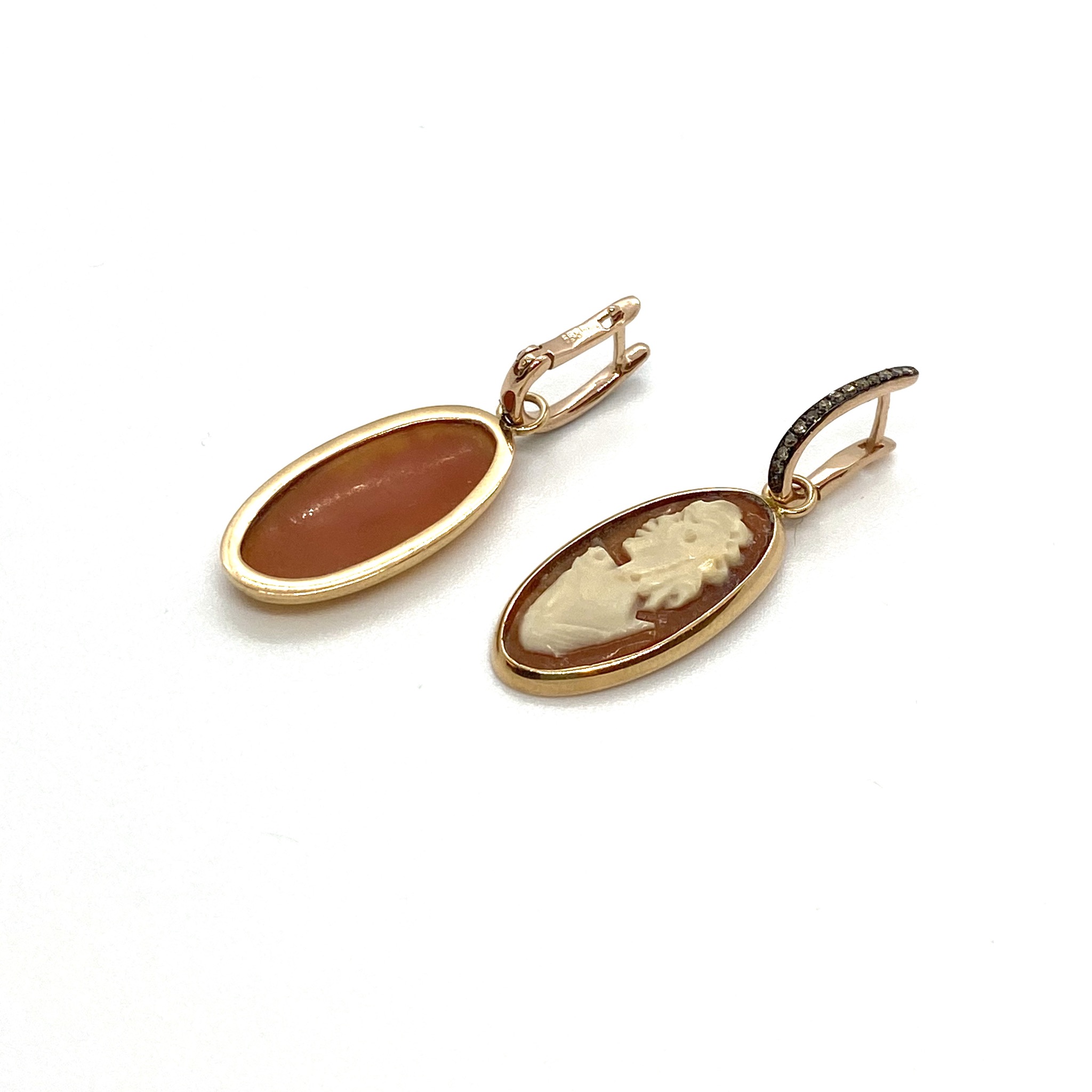 Cameos female figures on oval diamond hoops — Melina Fachidis (6)