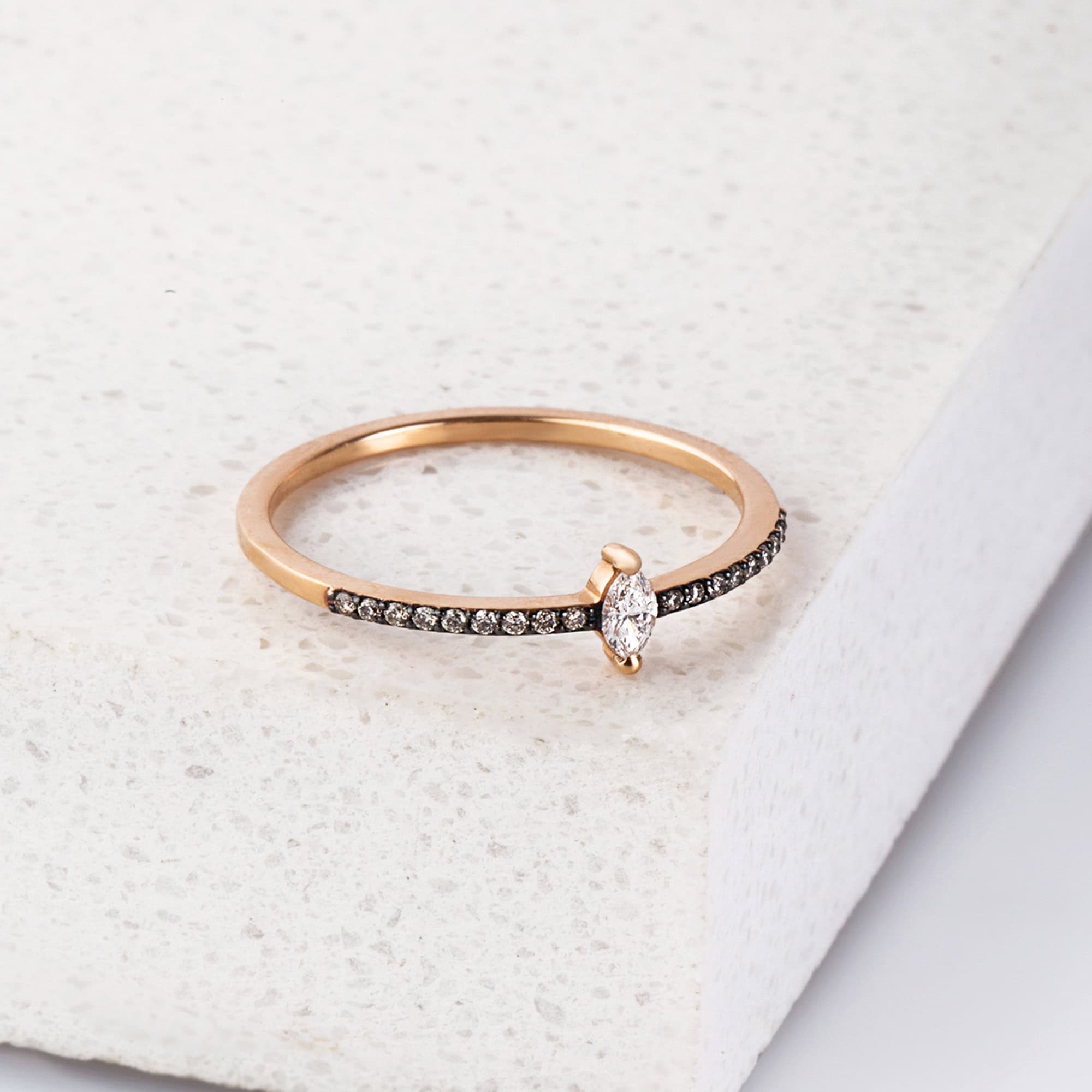Gold fine ring with marquise diamond — Melina Fachidis (2)