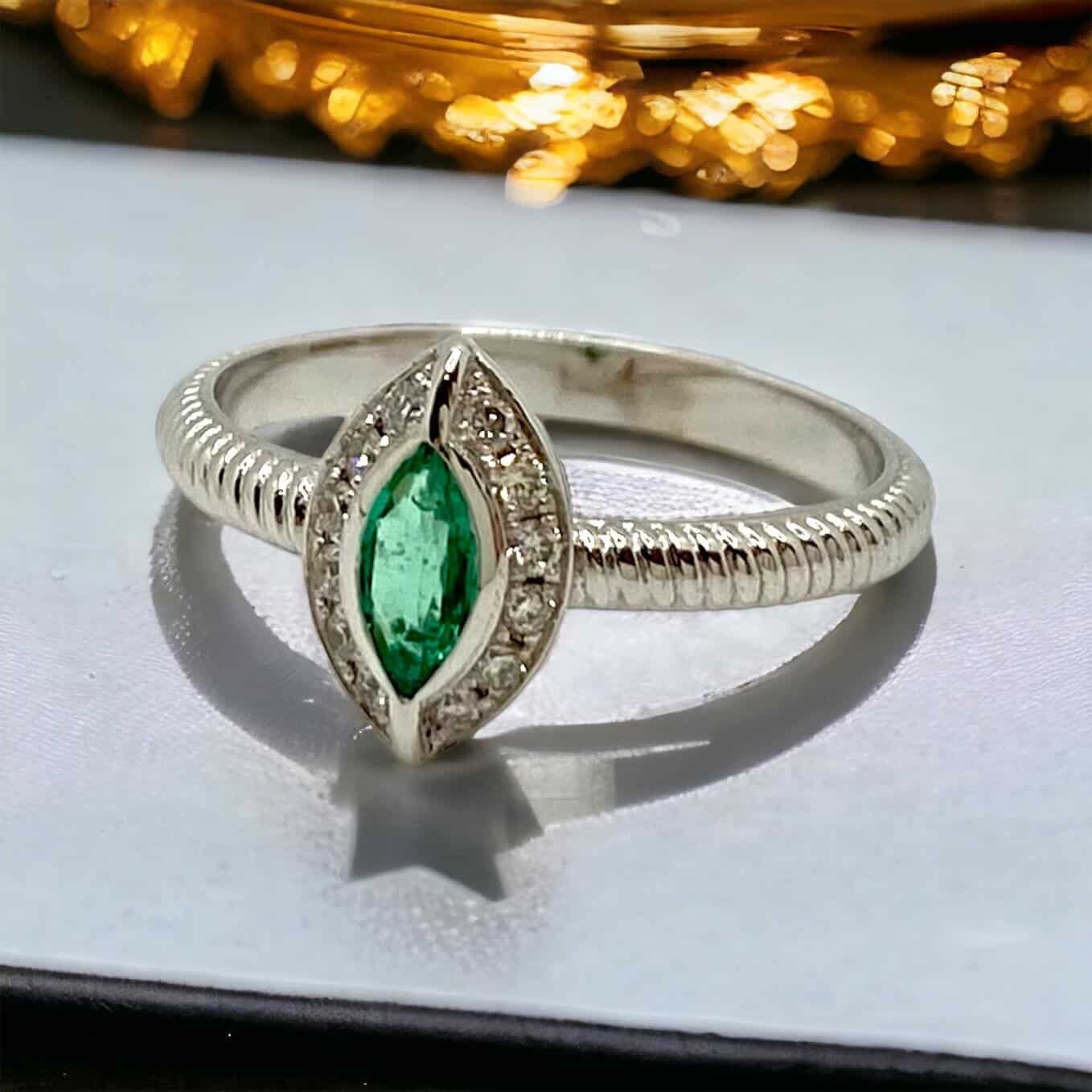 Marquise emerald and diamond ring — Melina Fachidis (4)