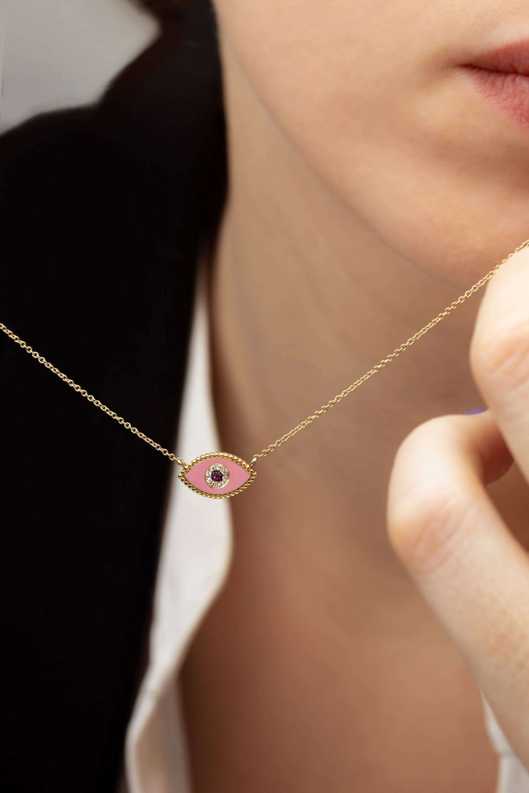 Pink Eye necklace with ruby and diamonds — Melina Fachidis (3)