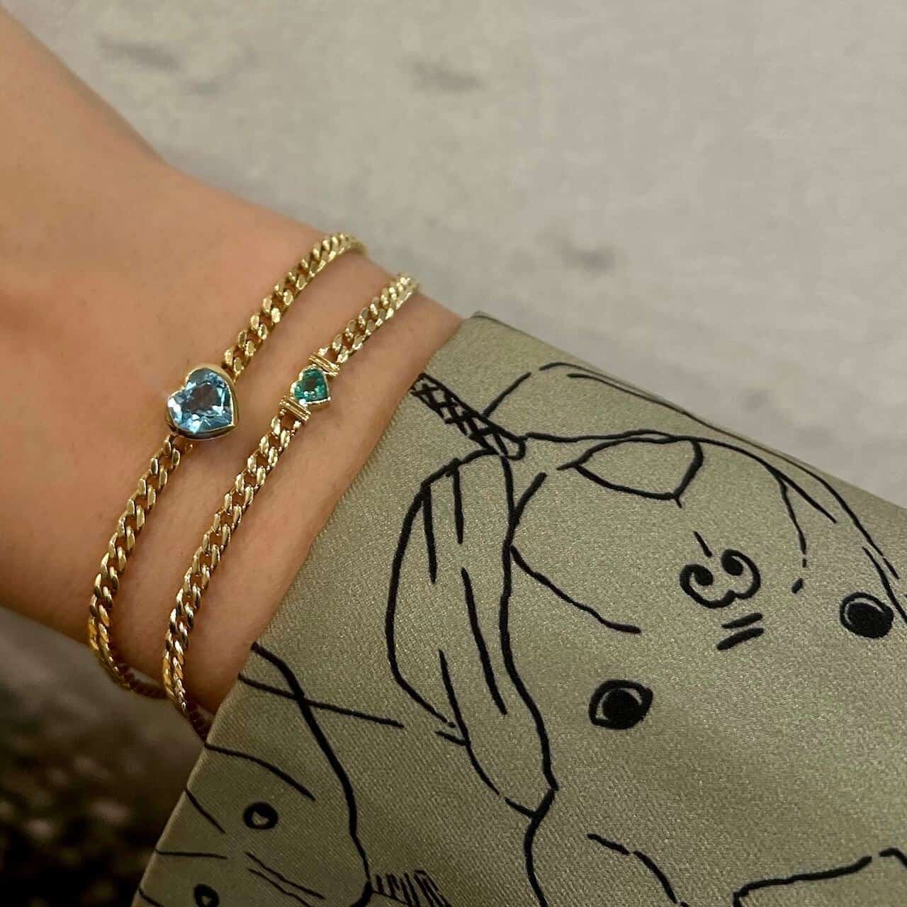 Emerald heart retro chain bracelet — Melina Fachidis (3)