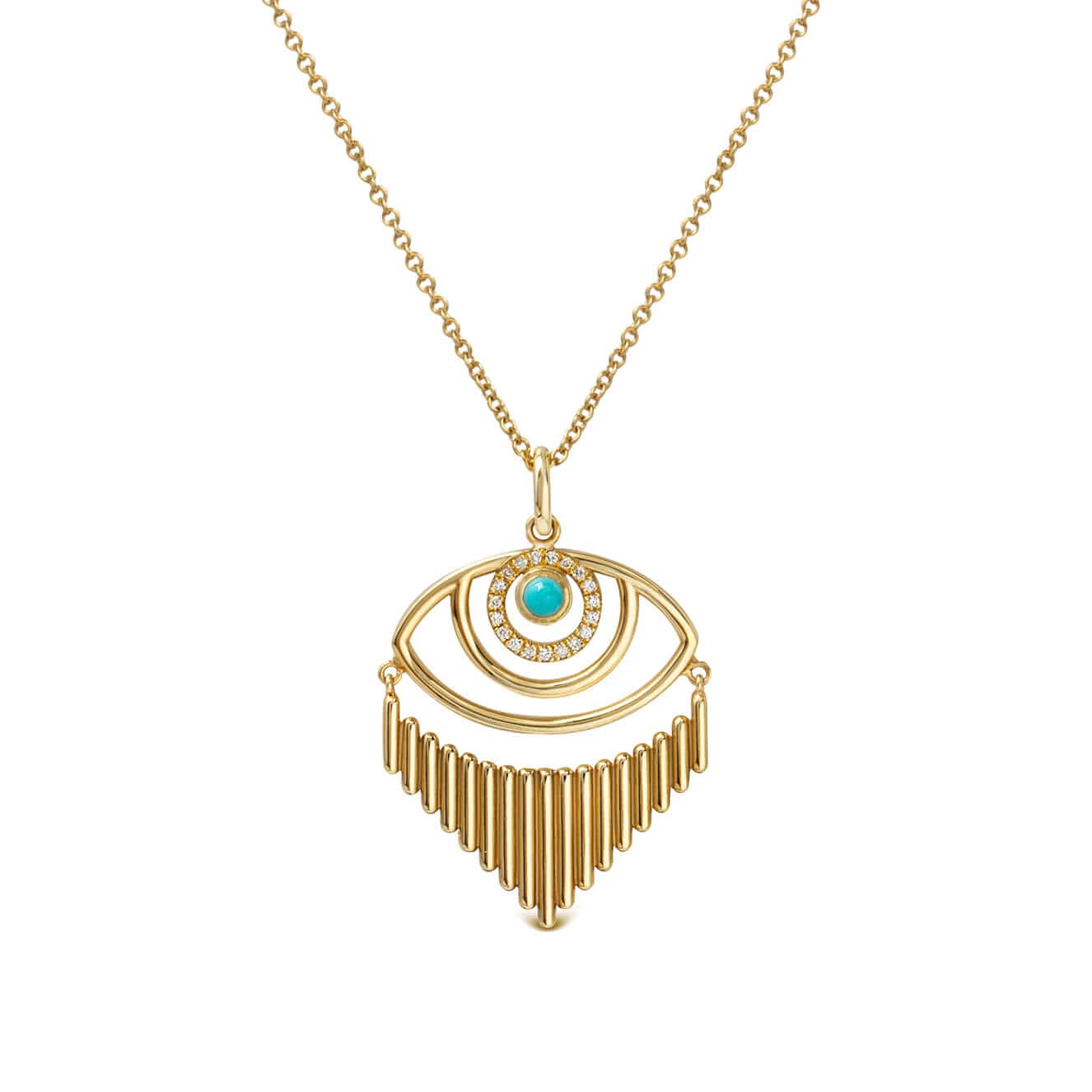 Triangular turquoise and diamond eye pendant — Melina Fachidis