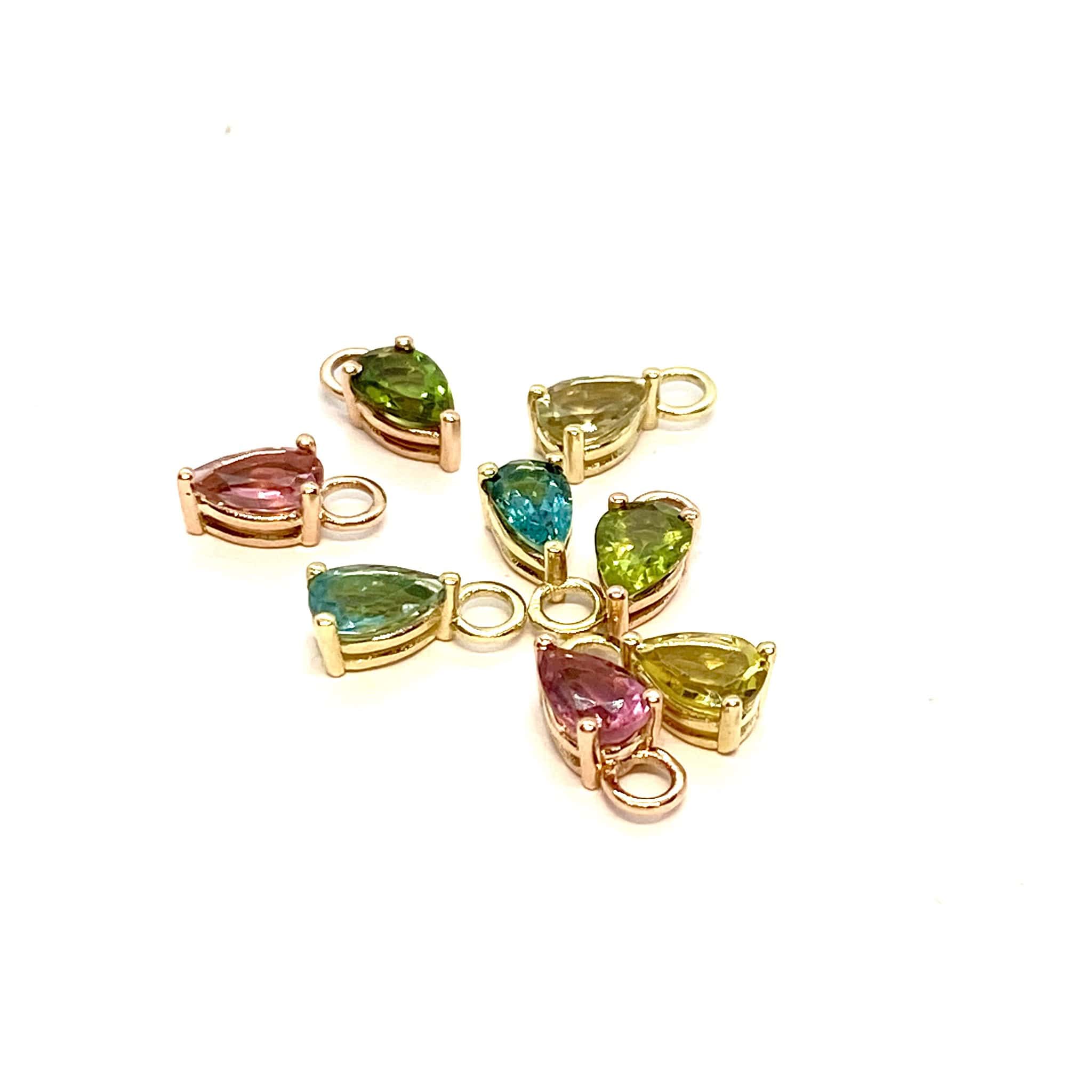 Diamond tiny hoops with drop-shaped olive green tourmalines. — Melina Fachidis (4)