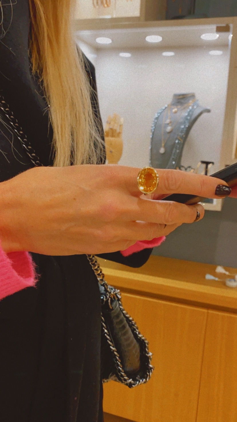 Huge oval citrine gold ring — Melina Fachidis (5)