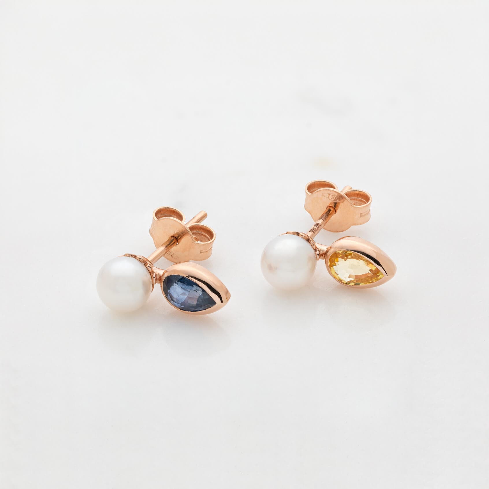 Sapphire & pearl stud earrings — Melina Fachidis (3)