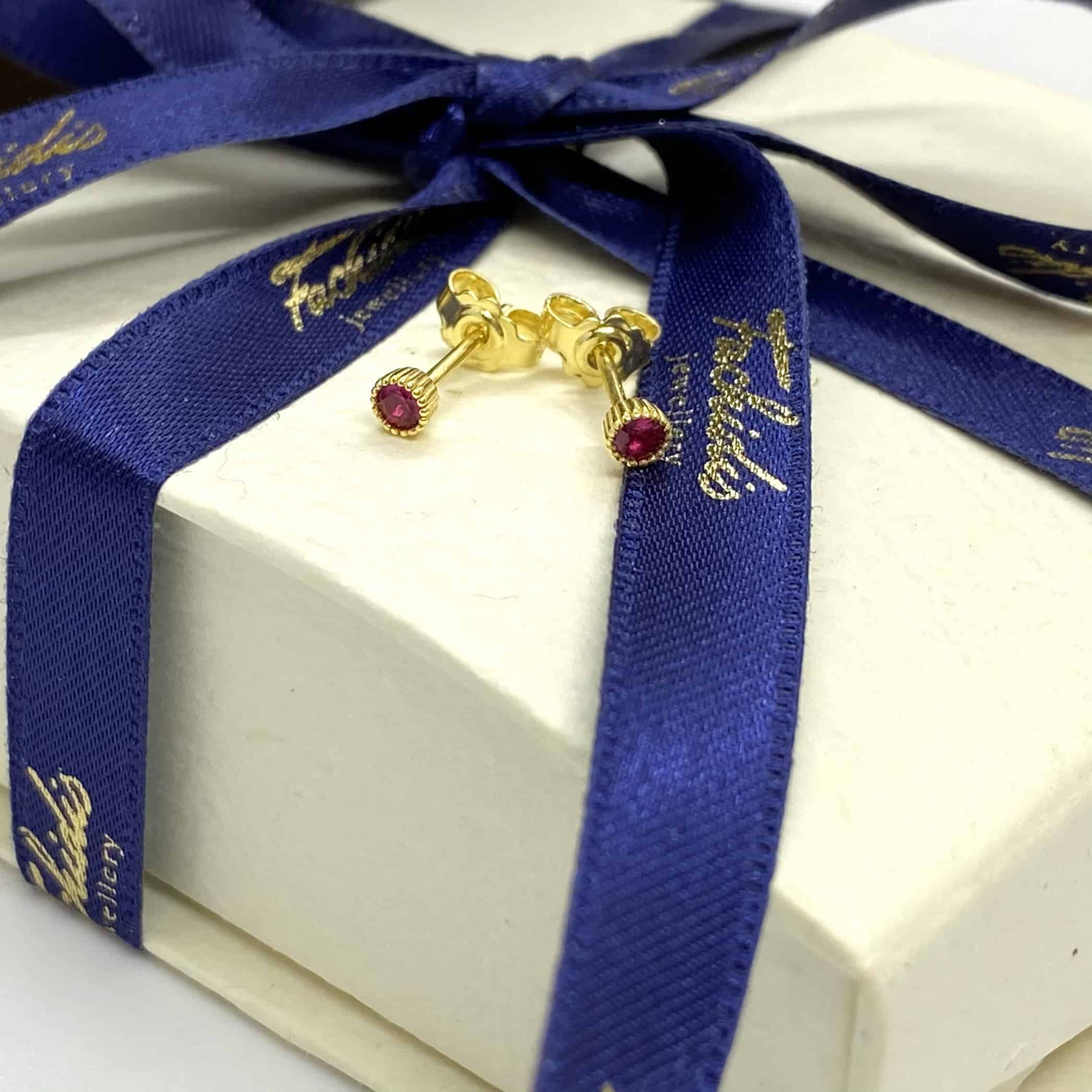 Ruby gold stud earrings — Melina Fachidis (3)