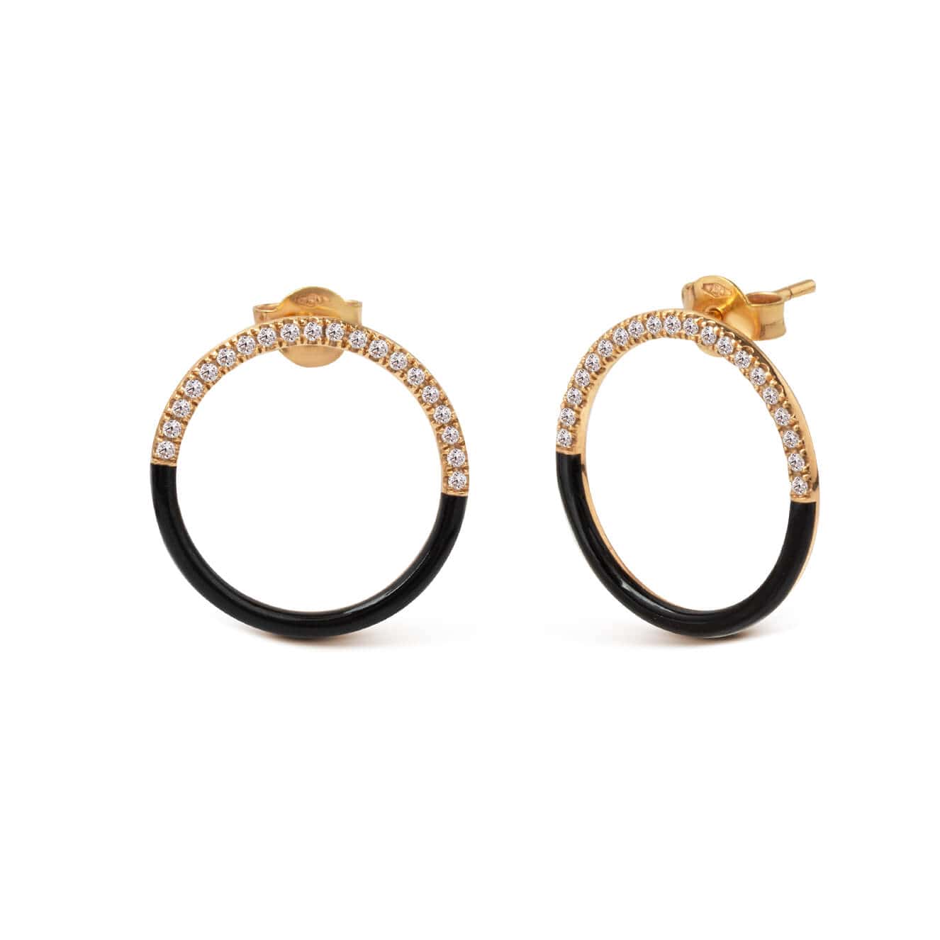 Circle diamond and enamel earrings — Melina Fachidis