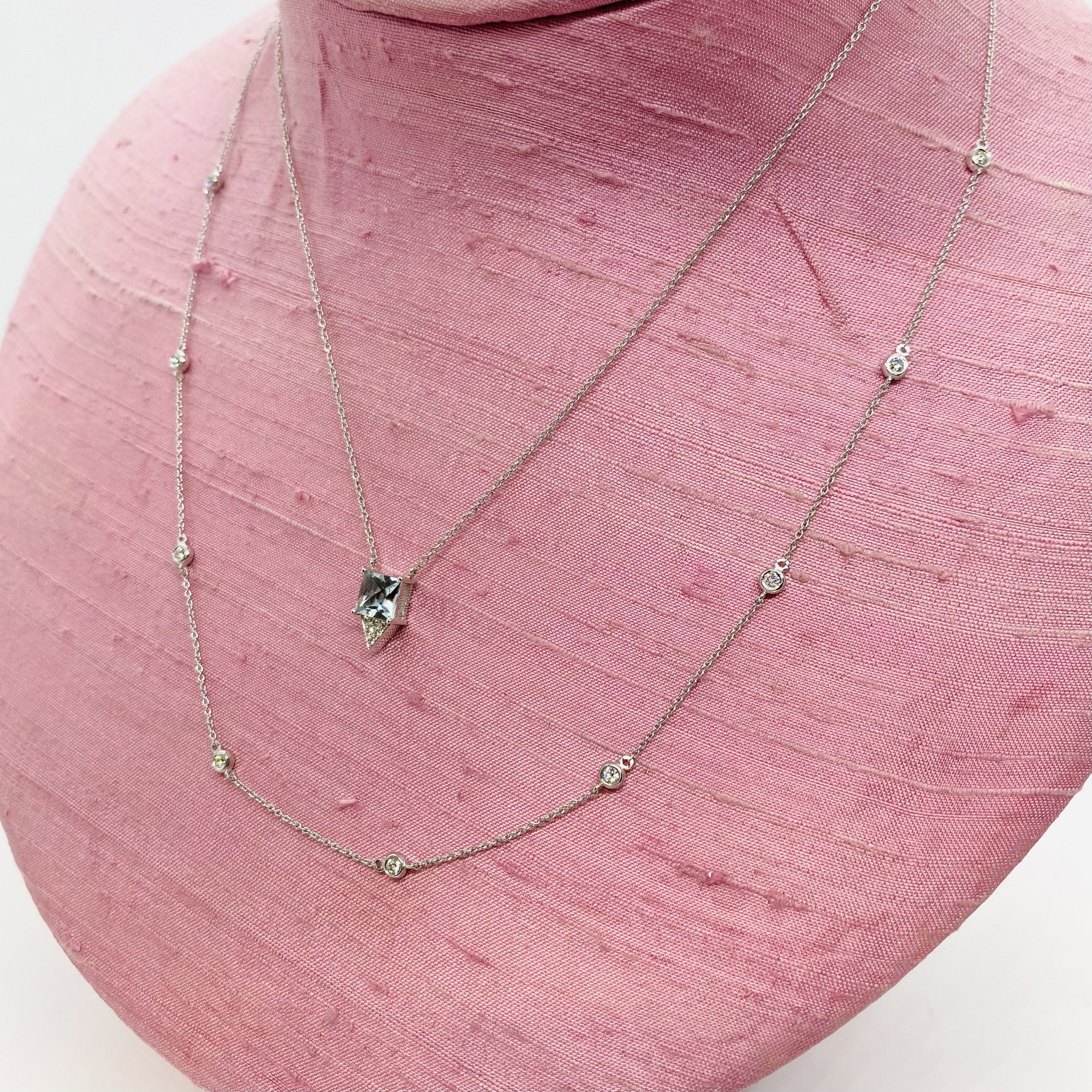 Nine diamond white chain necklace — Melina Fachidis (6)