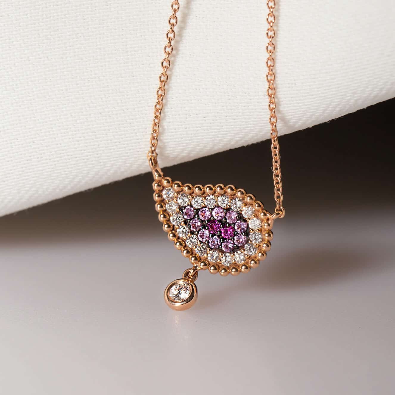 Diamond eye pendant with rubies pink sapphires — Melina Fachidis (2)
