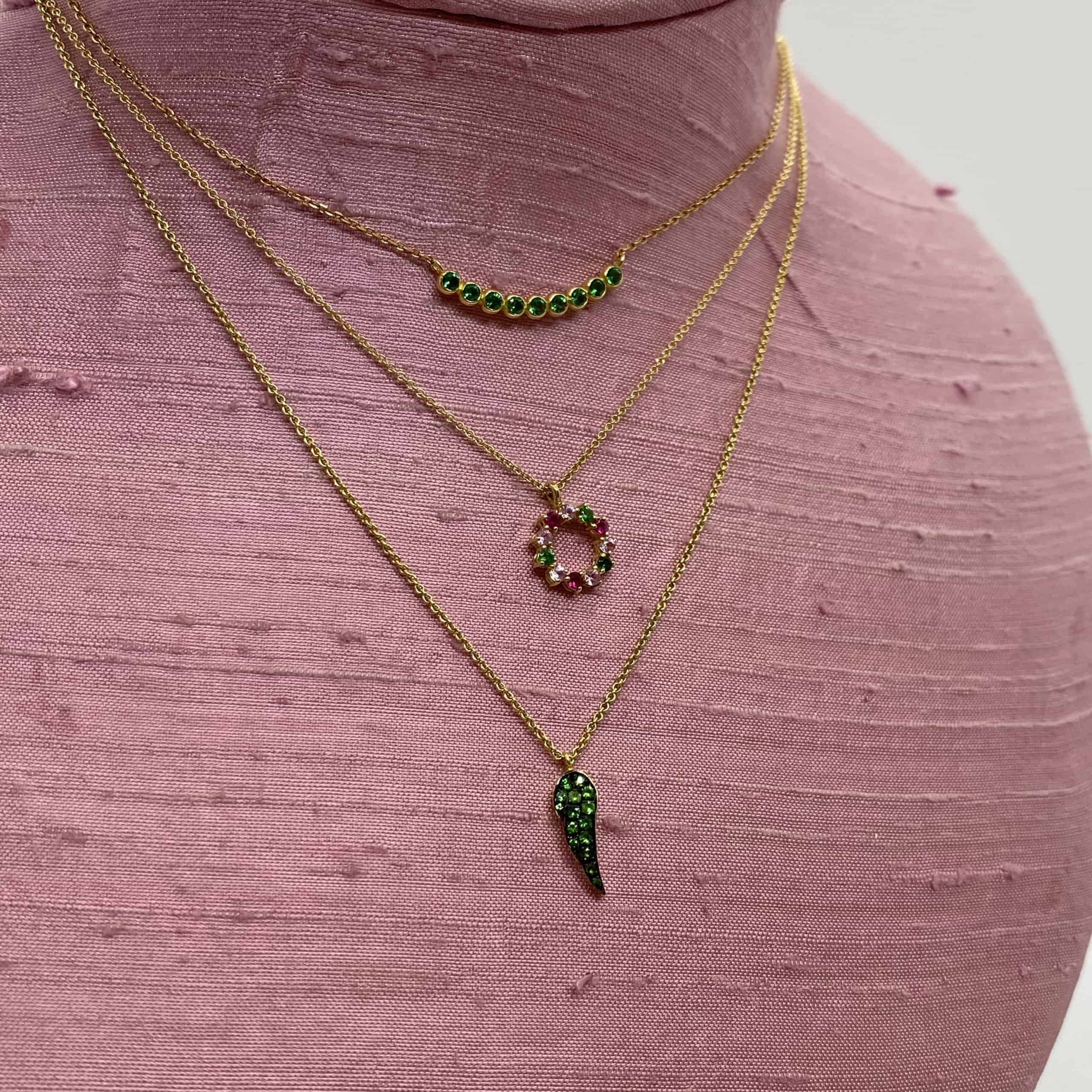 Tsavorite 18k gold feather charm — Melina Fachidis (4)