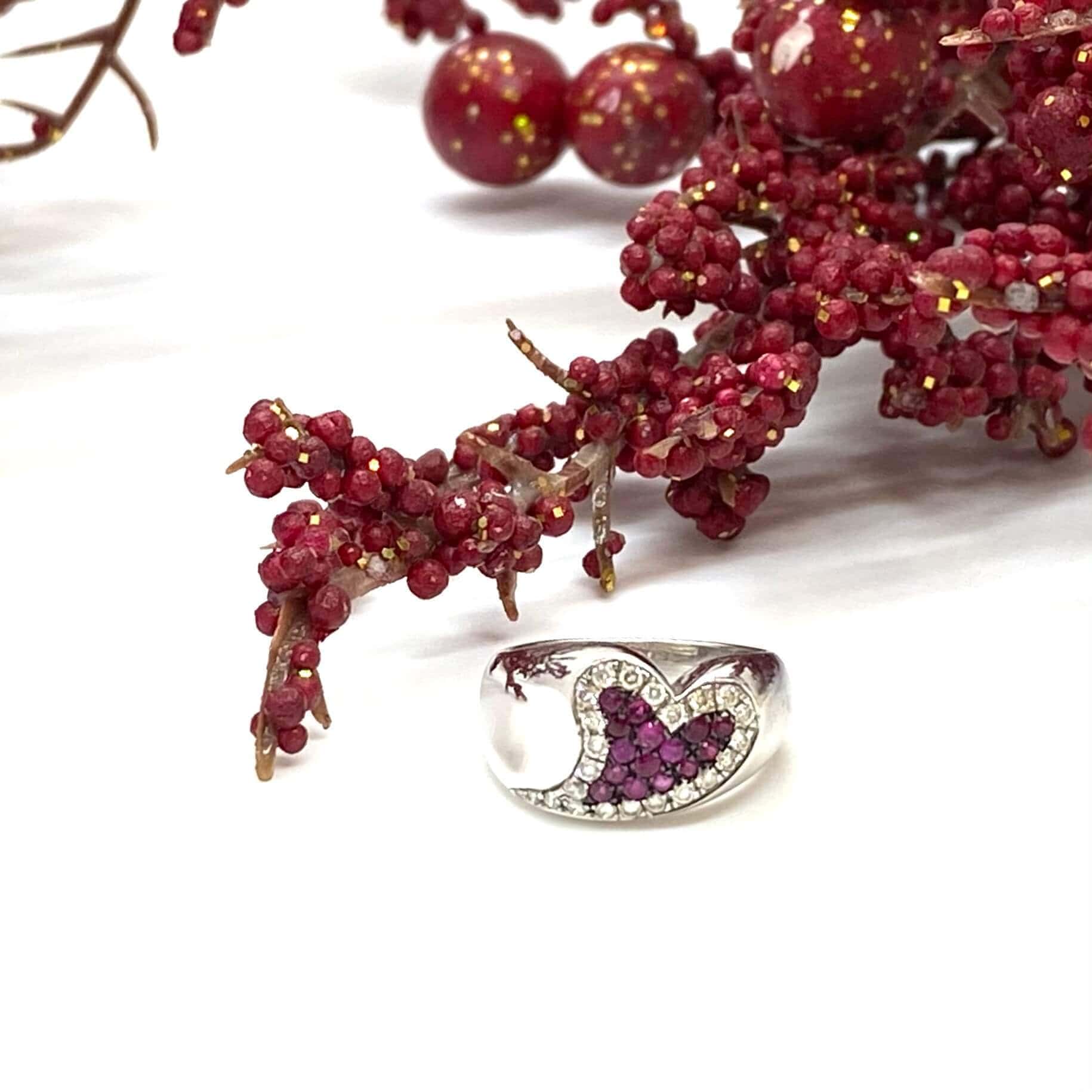 Heart shape ruby/diamond chevalier ring — Melina Fachidis (6)