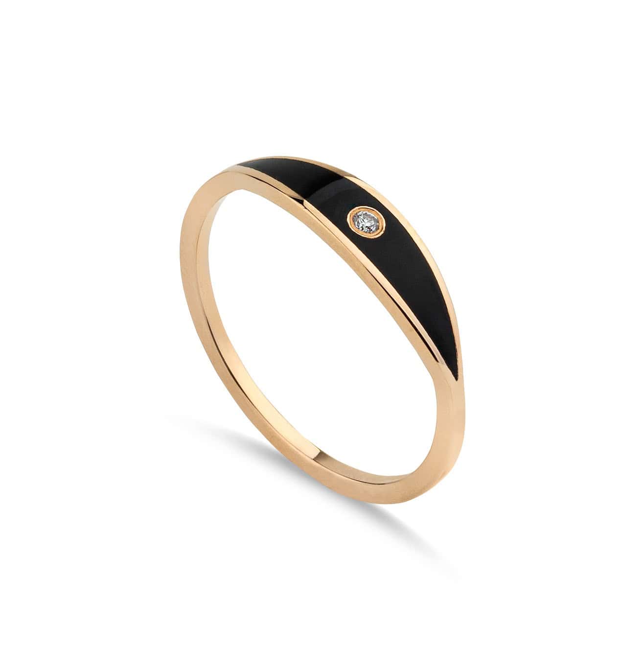 Eye shaped black enamel diamond ring — Melina Fachidis