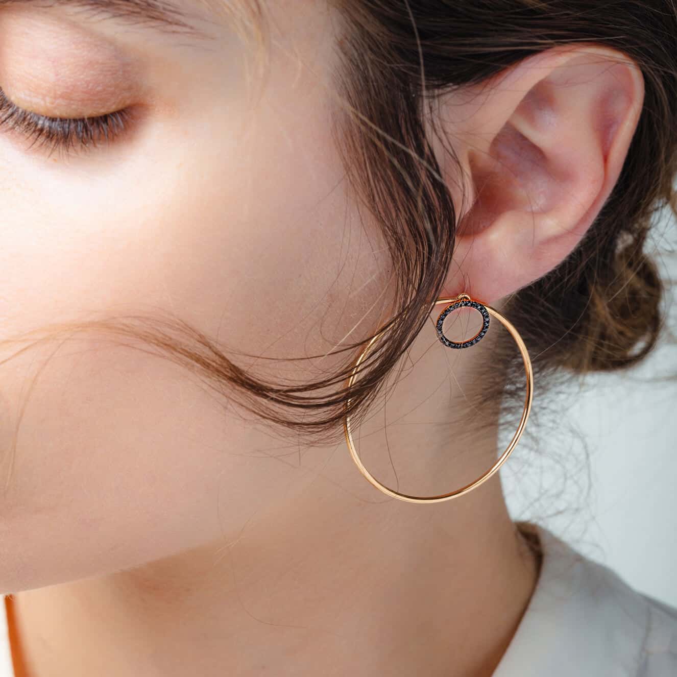 Double hoop black diamond earrings — Melina Fachidis (3)