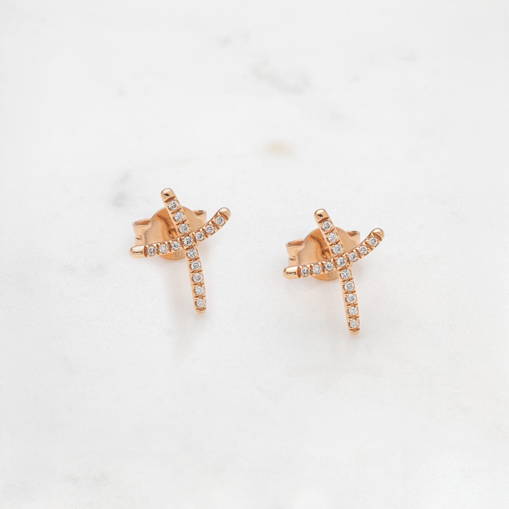 Diamond cross stud earrings — Melina Fachidis (3)