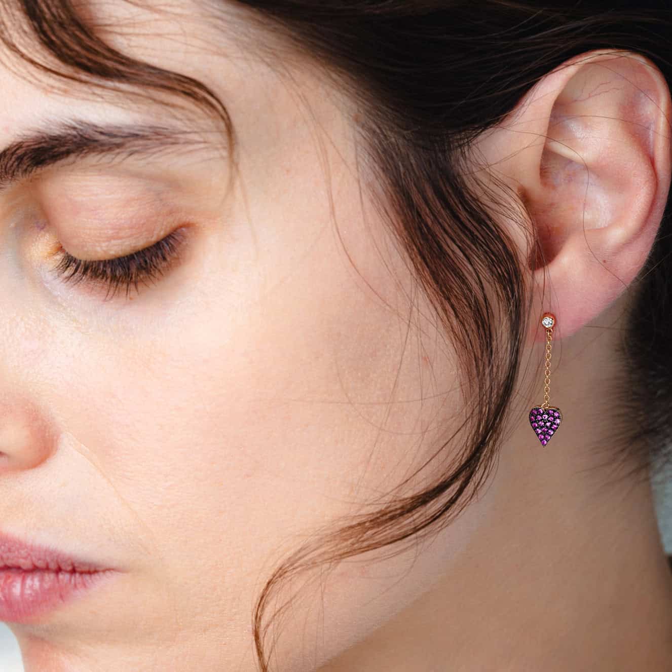 Ruby heart long earrings — Melina Fachidis (3)