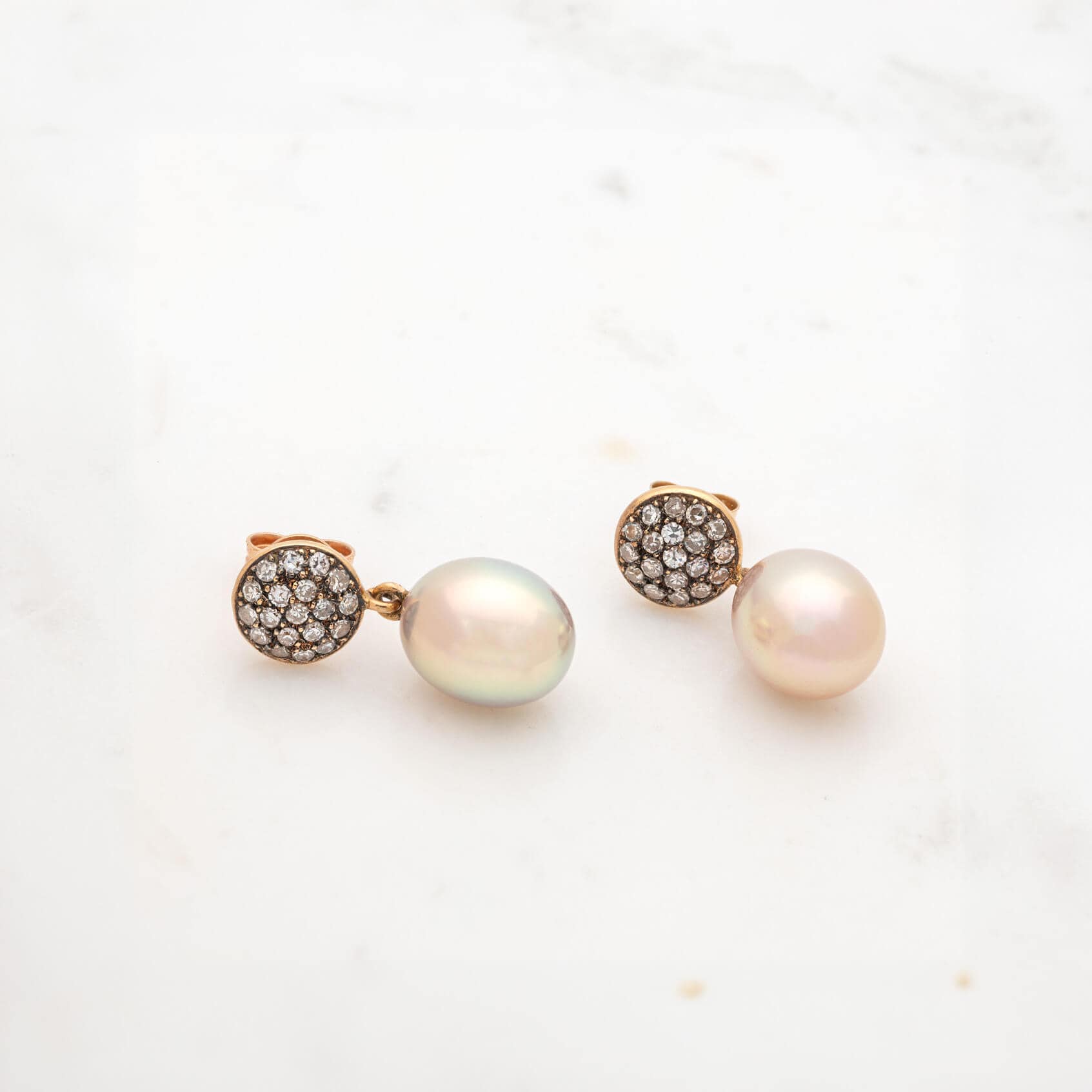 Diamond & pearl dangle earrings — Melina Fachidis (3)
