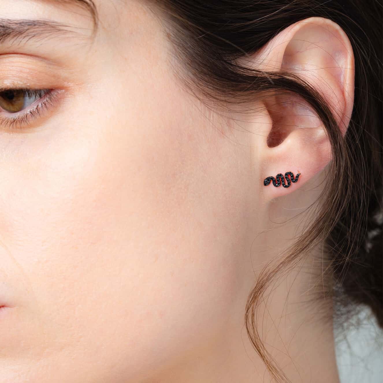 Single black diamond snake stud — Melina Fachidis (3)