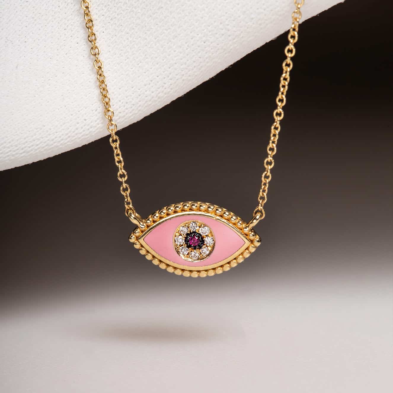 Pink Eye necklace with ruby and diamonds — Melina Fachidis (2)