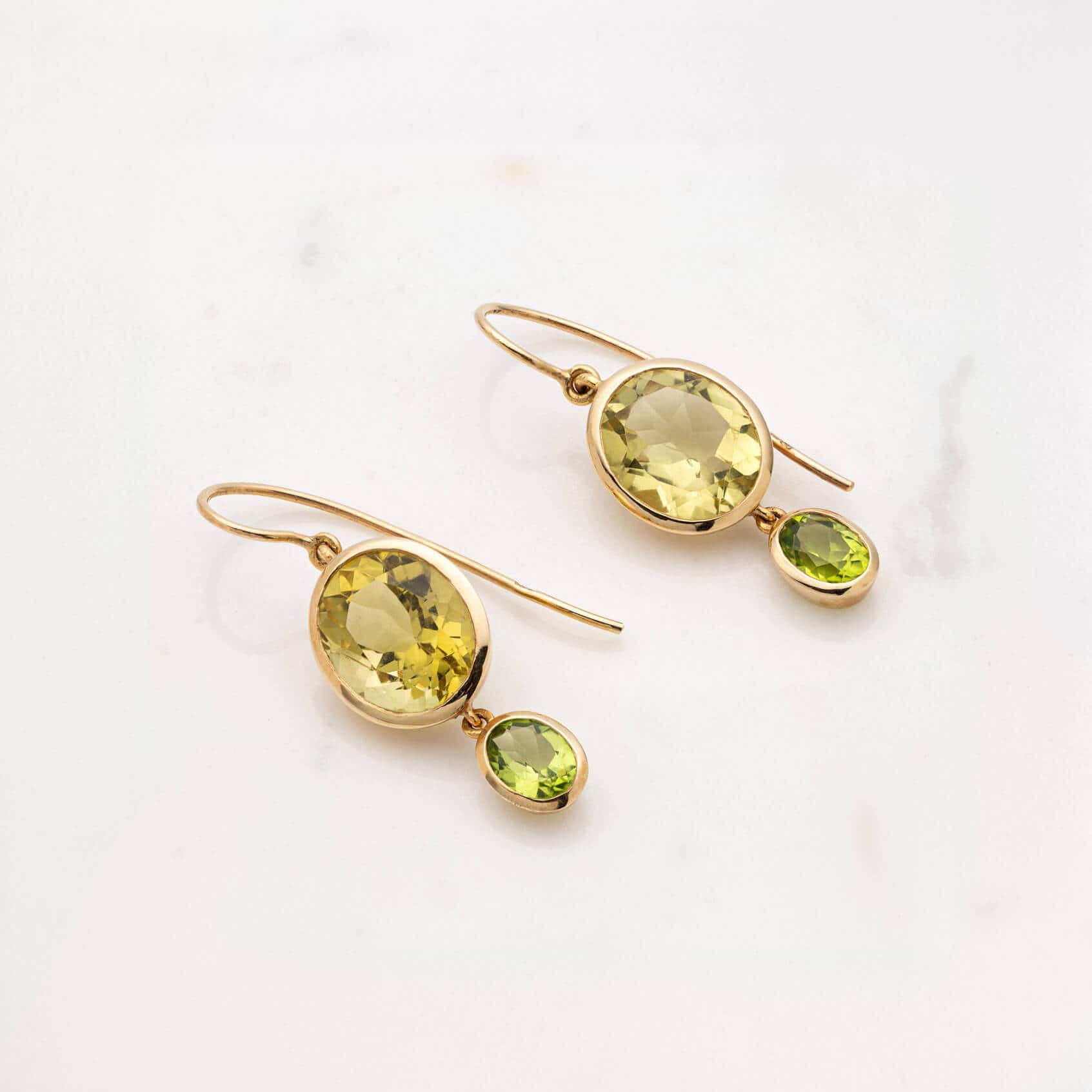 Lemon quartz and peridot double earrings — Melina Fachidis (3)