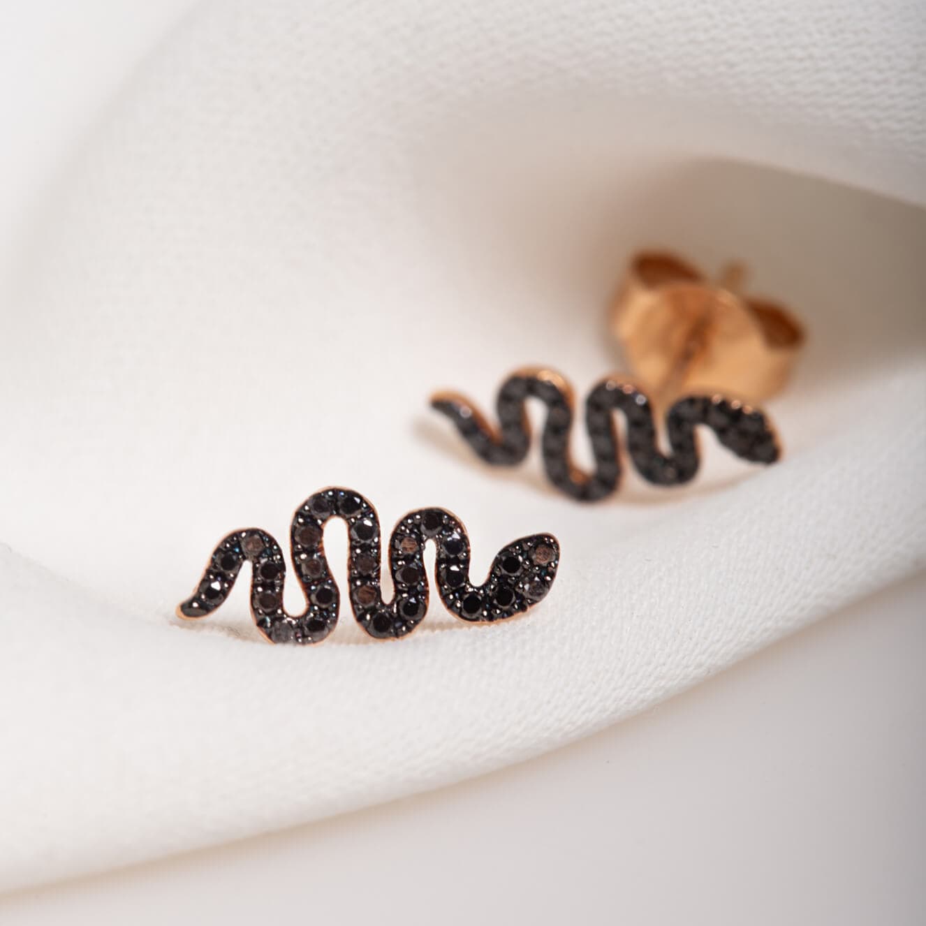 Single black diamond snake stud — Melina Fachidis (2)