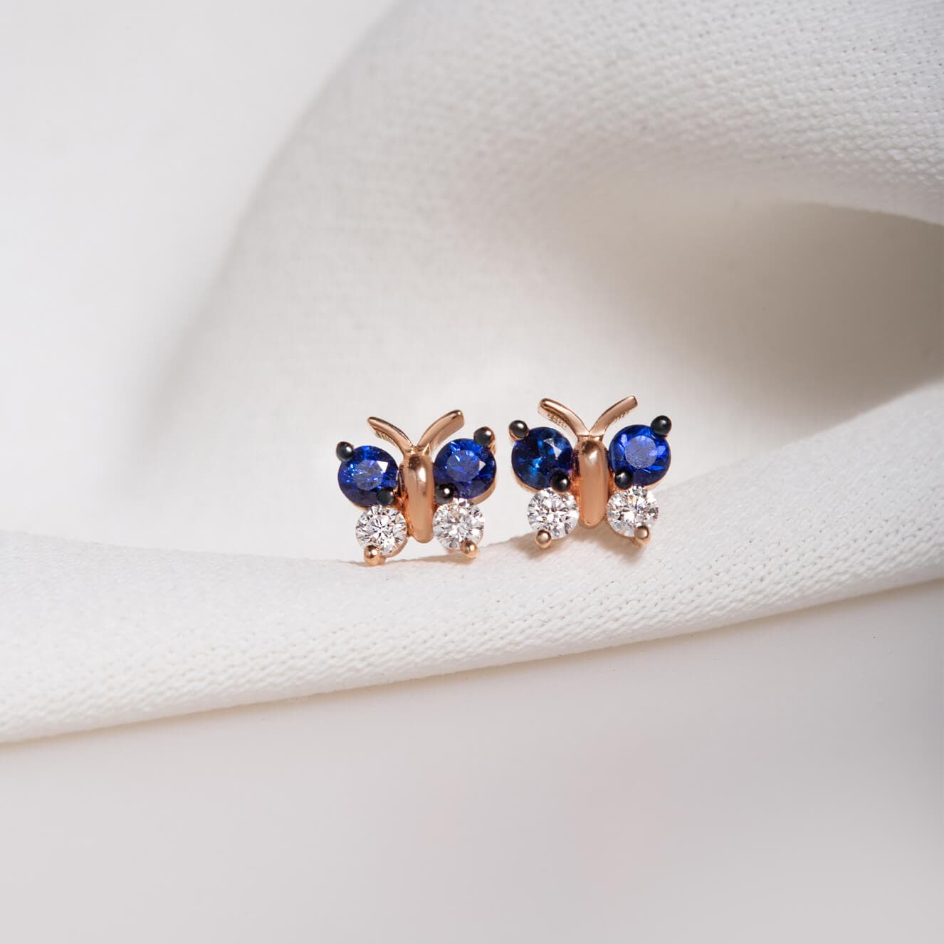 Blue sapphires with white diamonds butterfly earrings — Melina Fachidis (2)