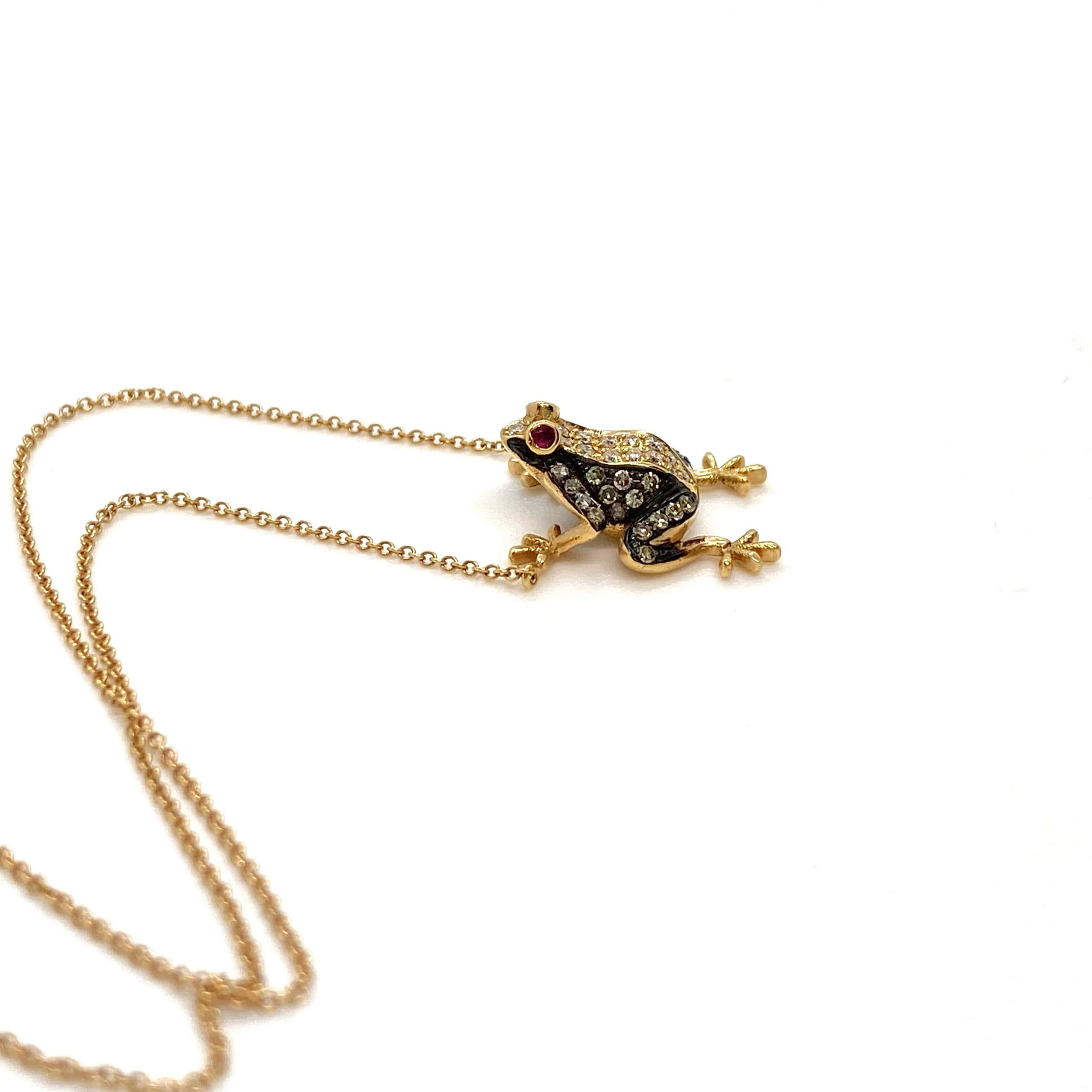 Diamond frog pendant with ruby eyes — Melina Fachidis (2)