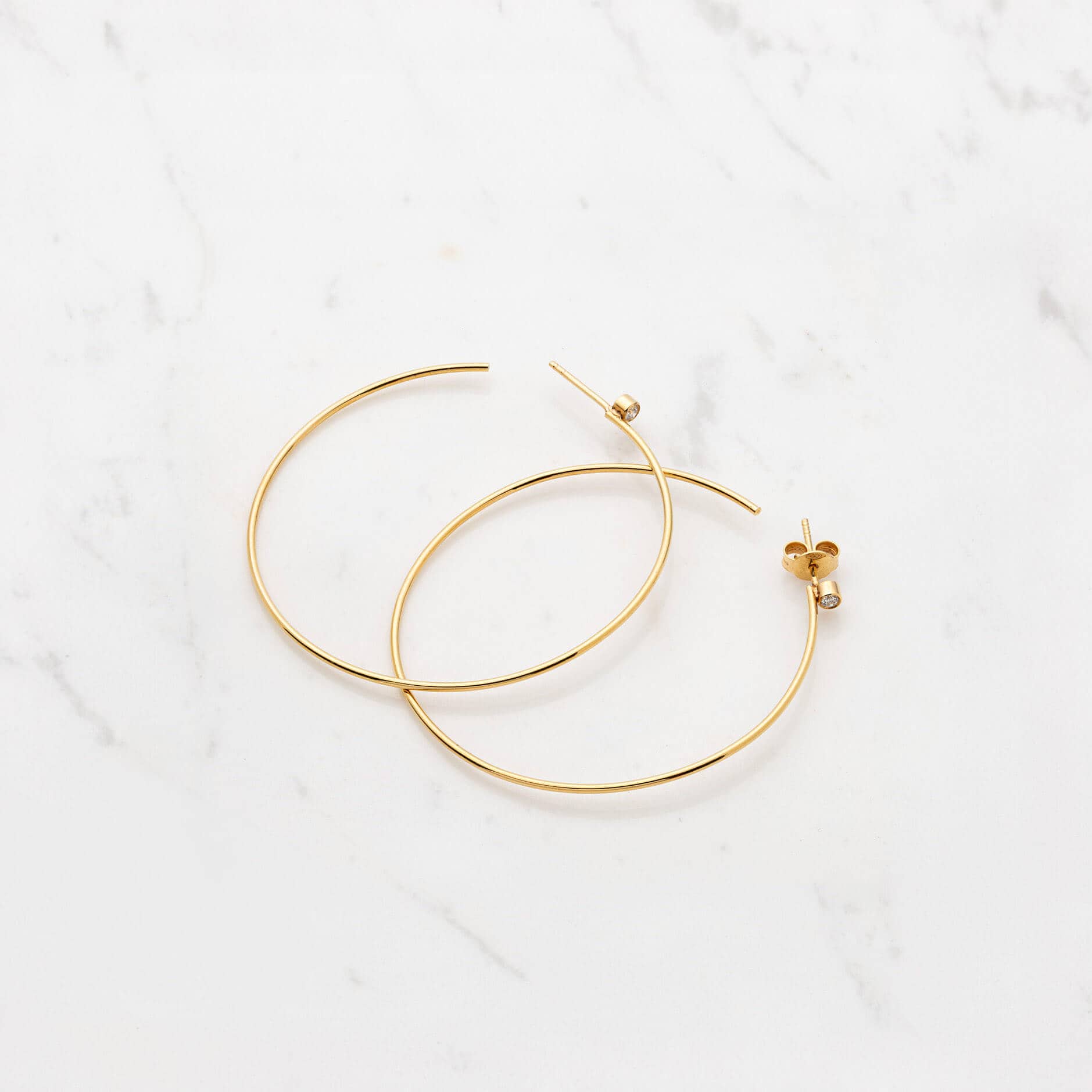Yellow gold one diamond large hoops — Melina Fachidis (3)