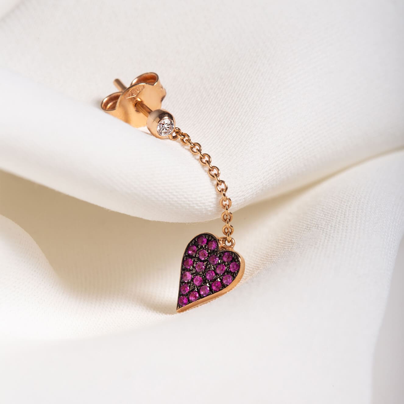 Ruby heart long earrings — Melina Fachidis (2)