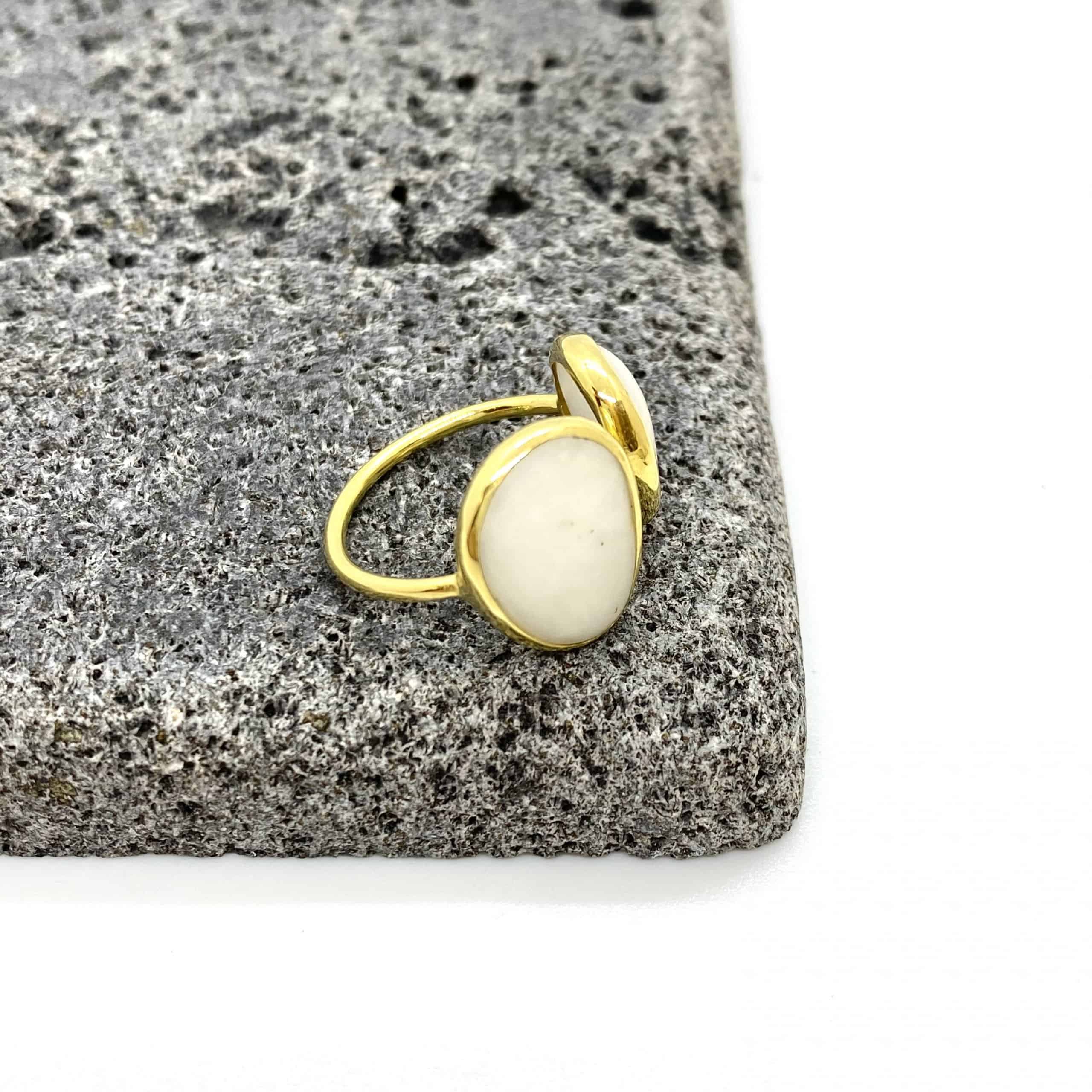 Double white pebble gold ring — Melina Fachidis (3)