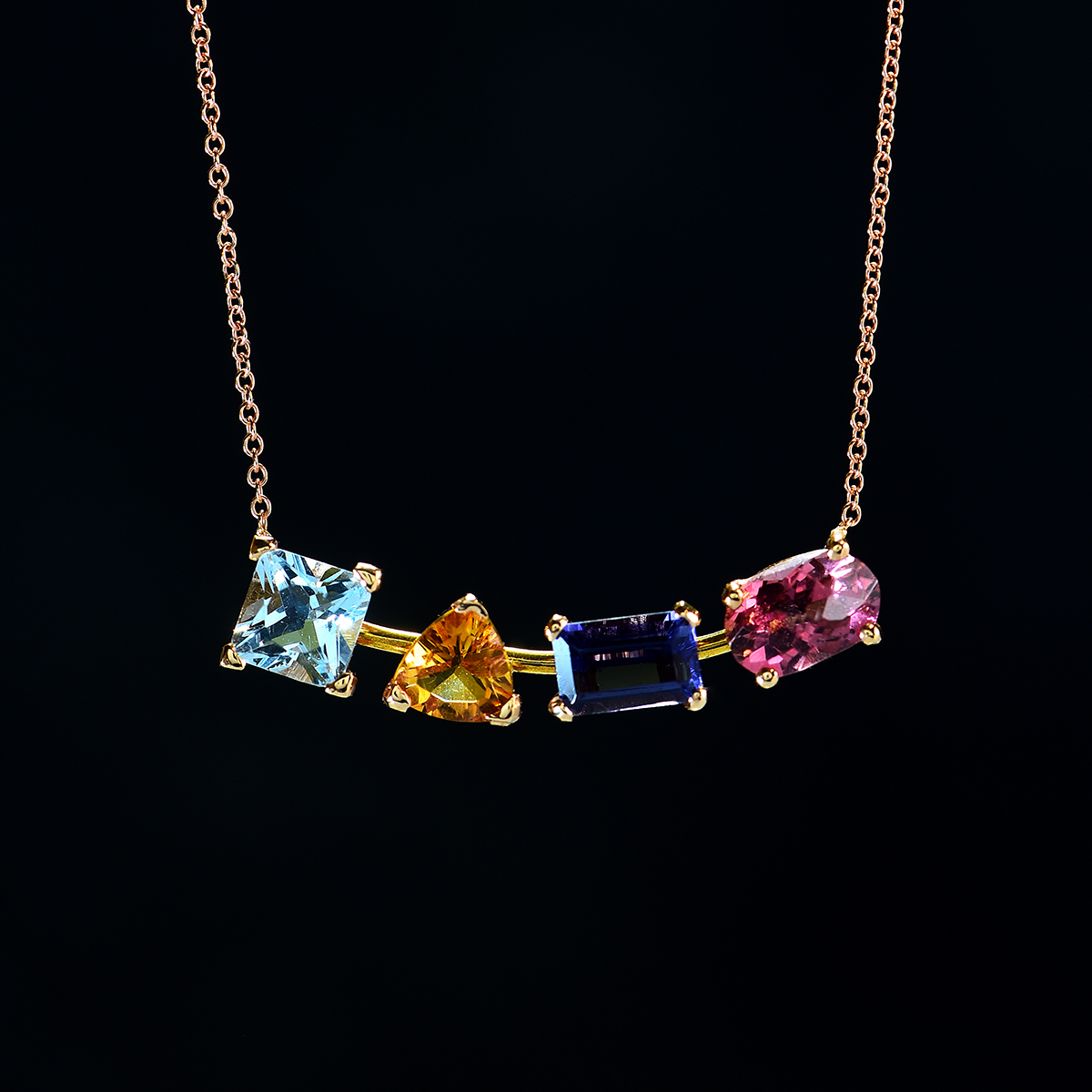 Rainbow chain 4 stone necklace — Melina Fachidis (4)
