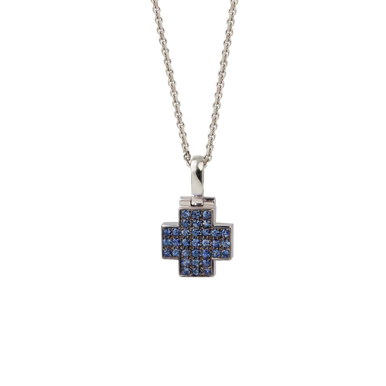 Blue sapphire square cross — Melina Fachidis