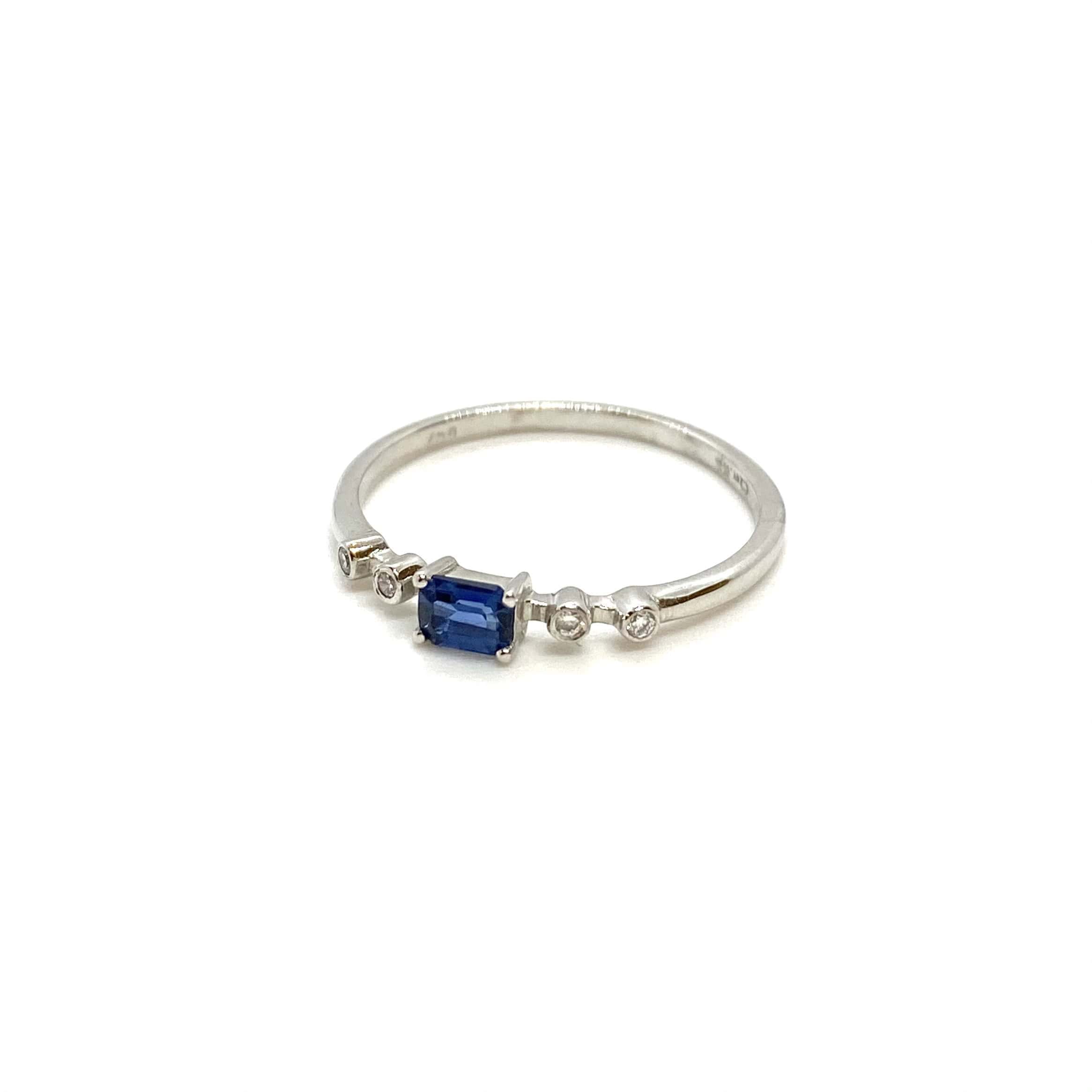 Rectangular blue sapphire ring with diamonds — Melina Fachidis (3)