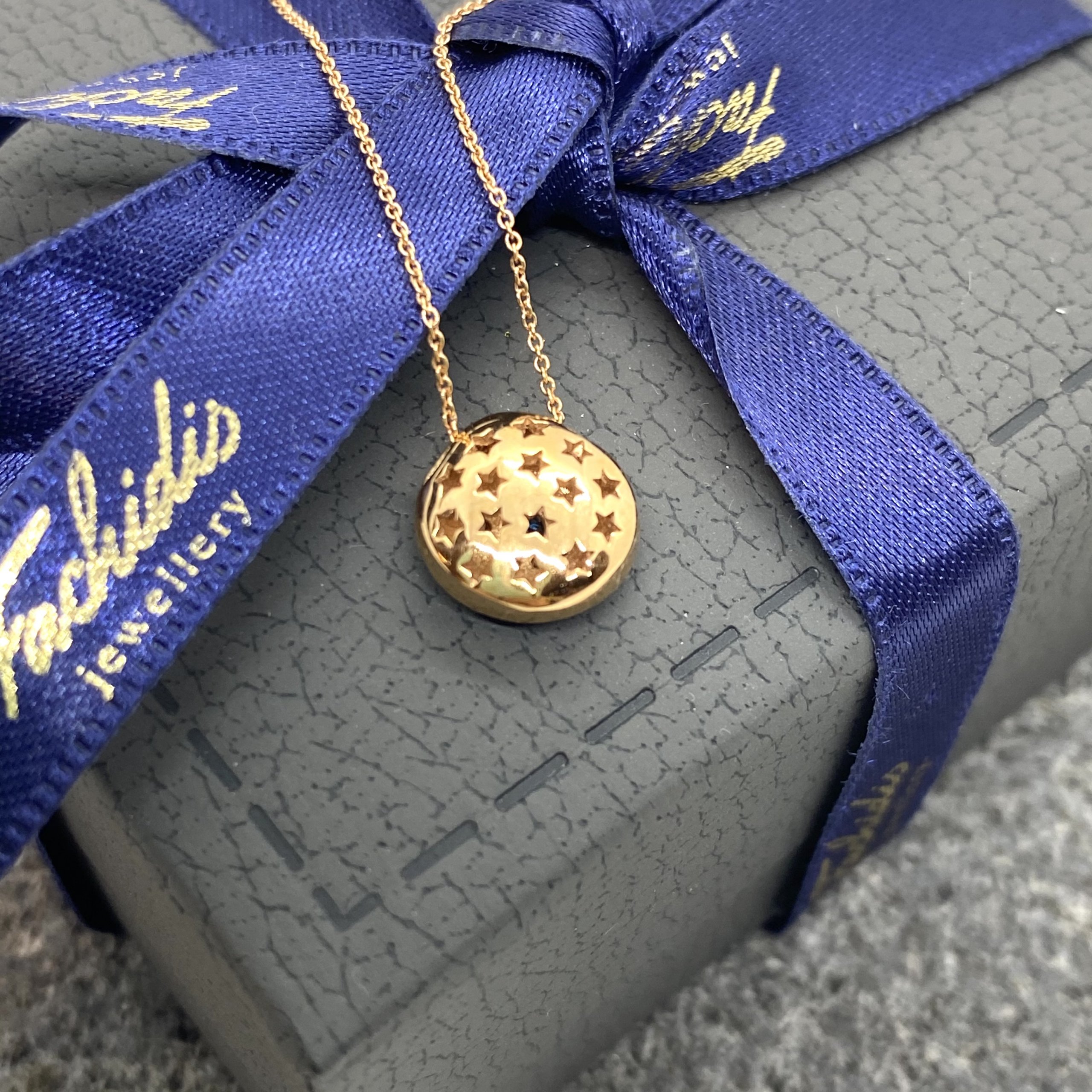 Cobalt blue round enamel eye pendant — Melina Fachidis (4)