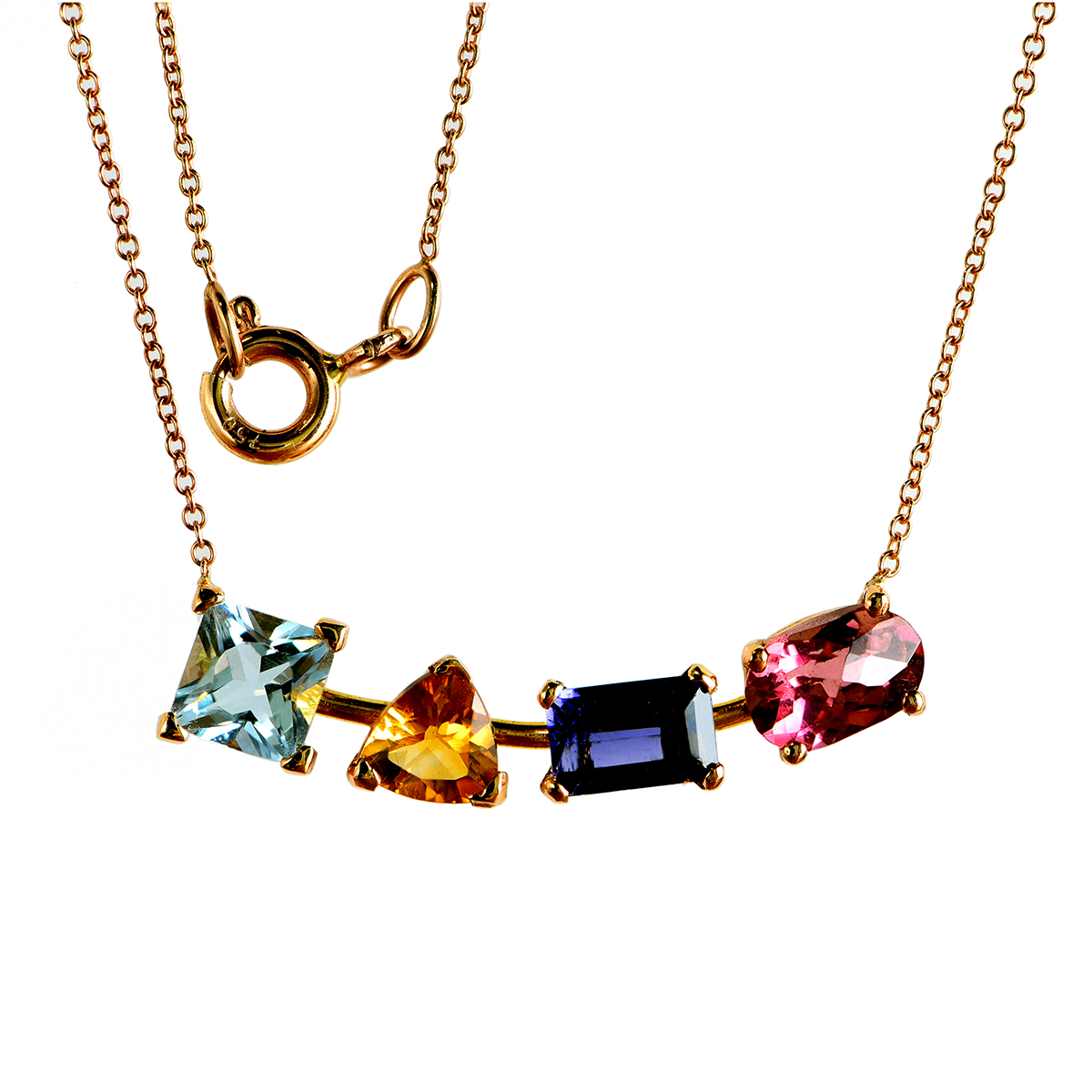 Rainbow chain 4 stone necklace — Melina Fachidis