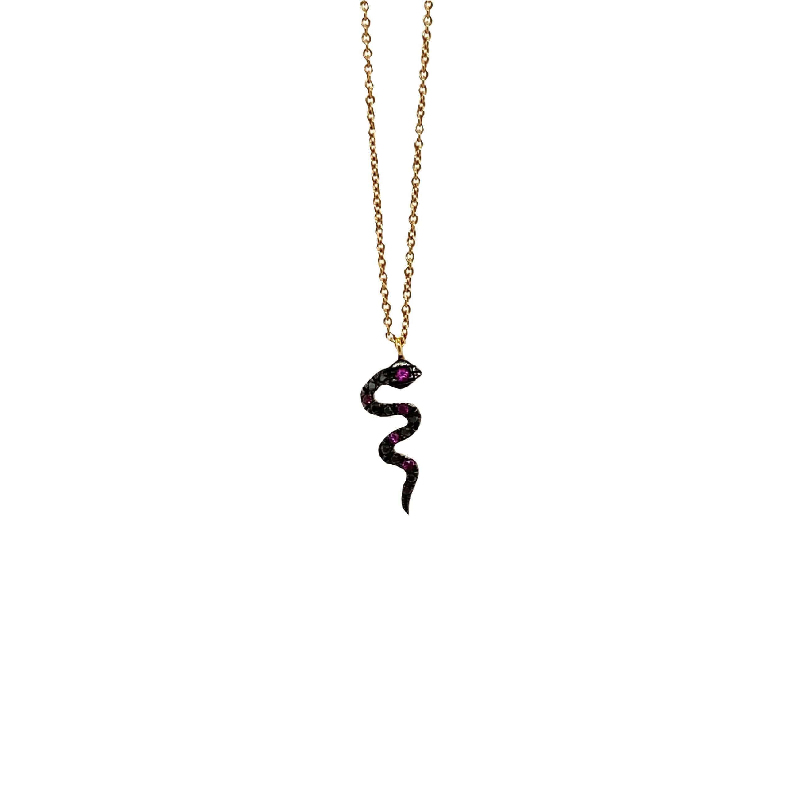 Small black diamond snake pendant — Melina Fachidis (2)