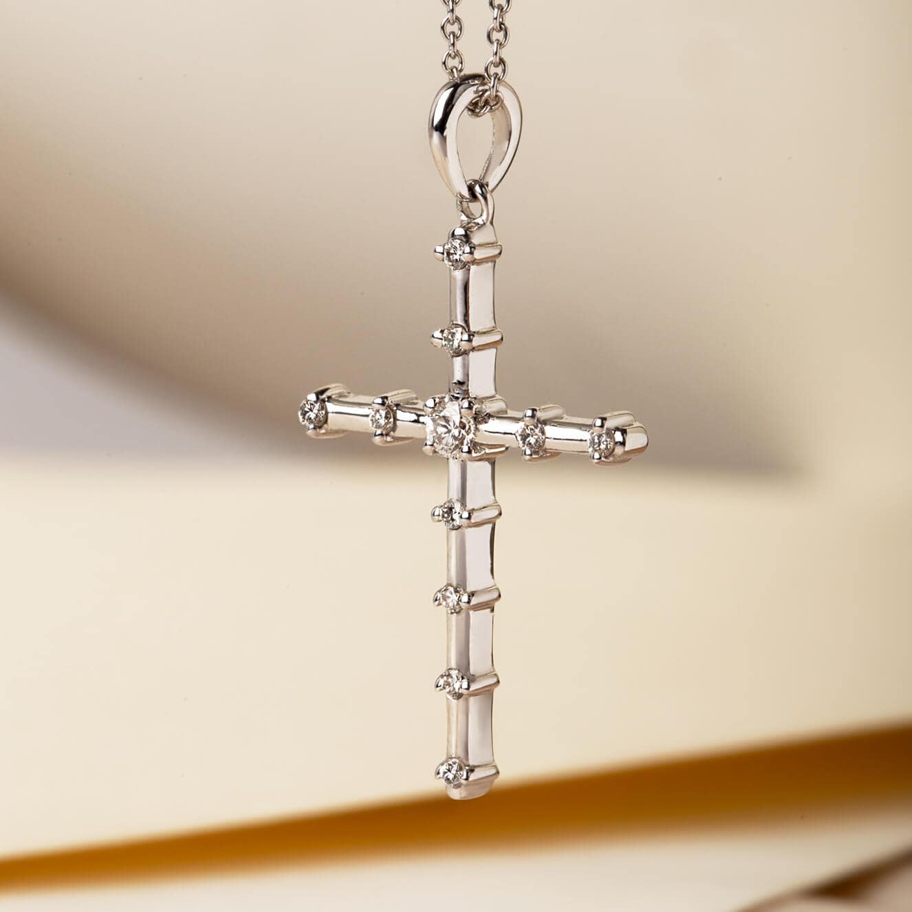 White gold diamond cross pendant — Melina Fachidis (2)