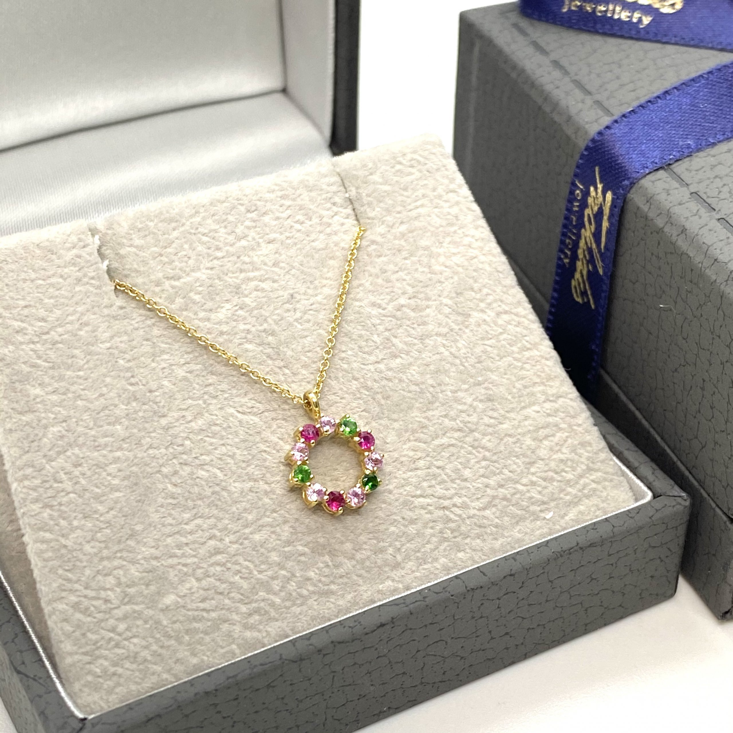 Circle multi color sapphire pendant — Melina Fachidis (3)