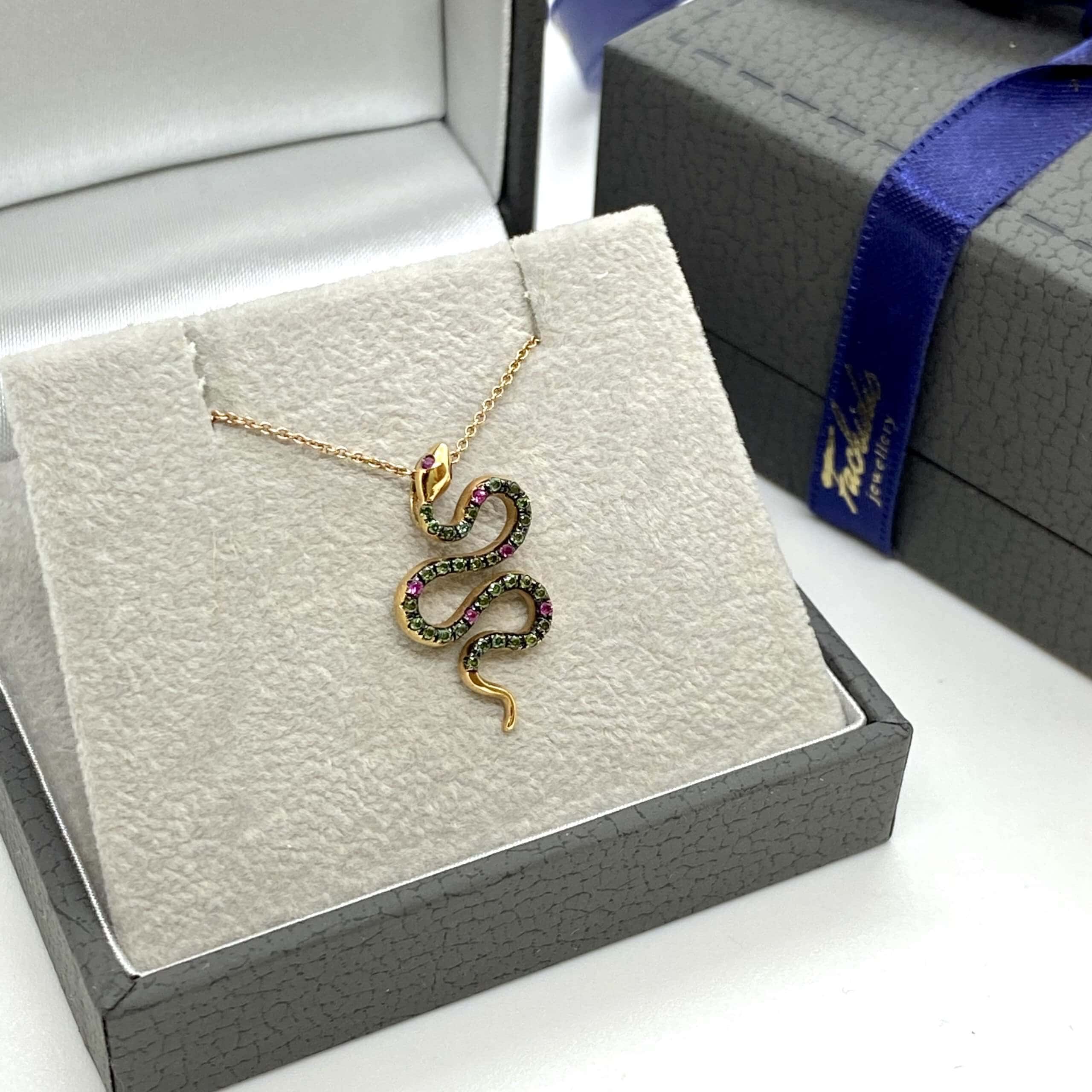 Green diamond snake pendant — Melina Fachidis (4)