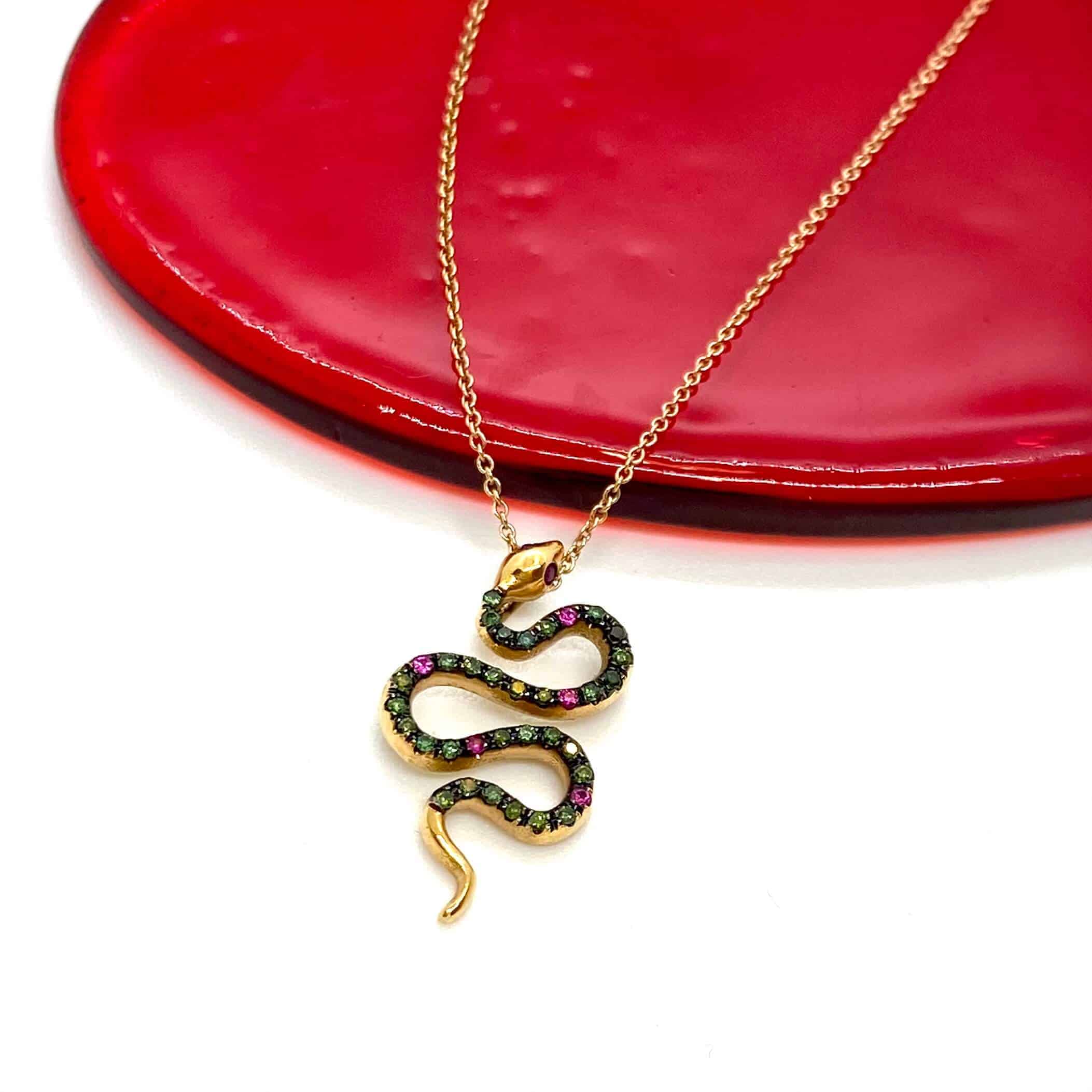 Green diamond snake pendant — Melina Fachidis (3)