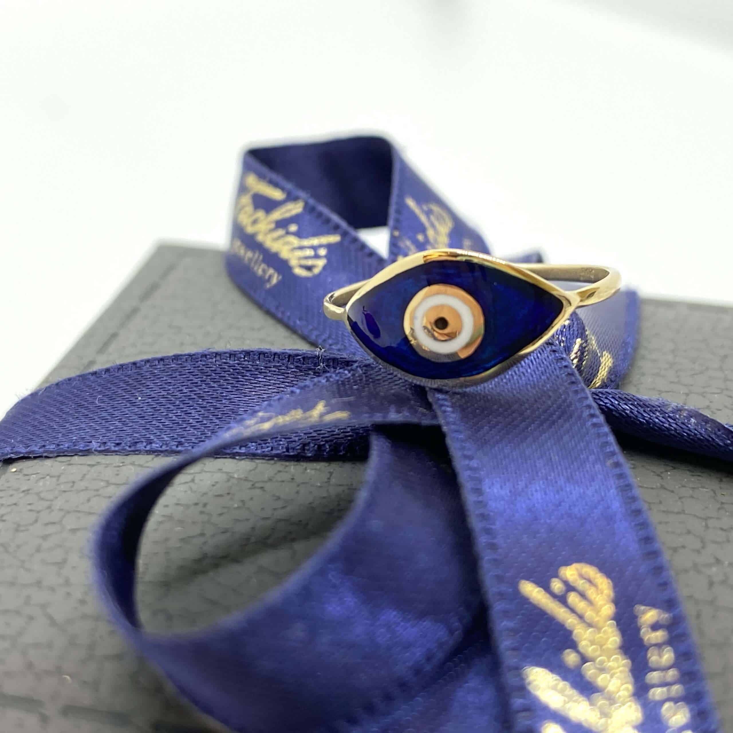 Dark blue enameled eye ring — Melina Fachidis (5)