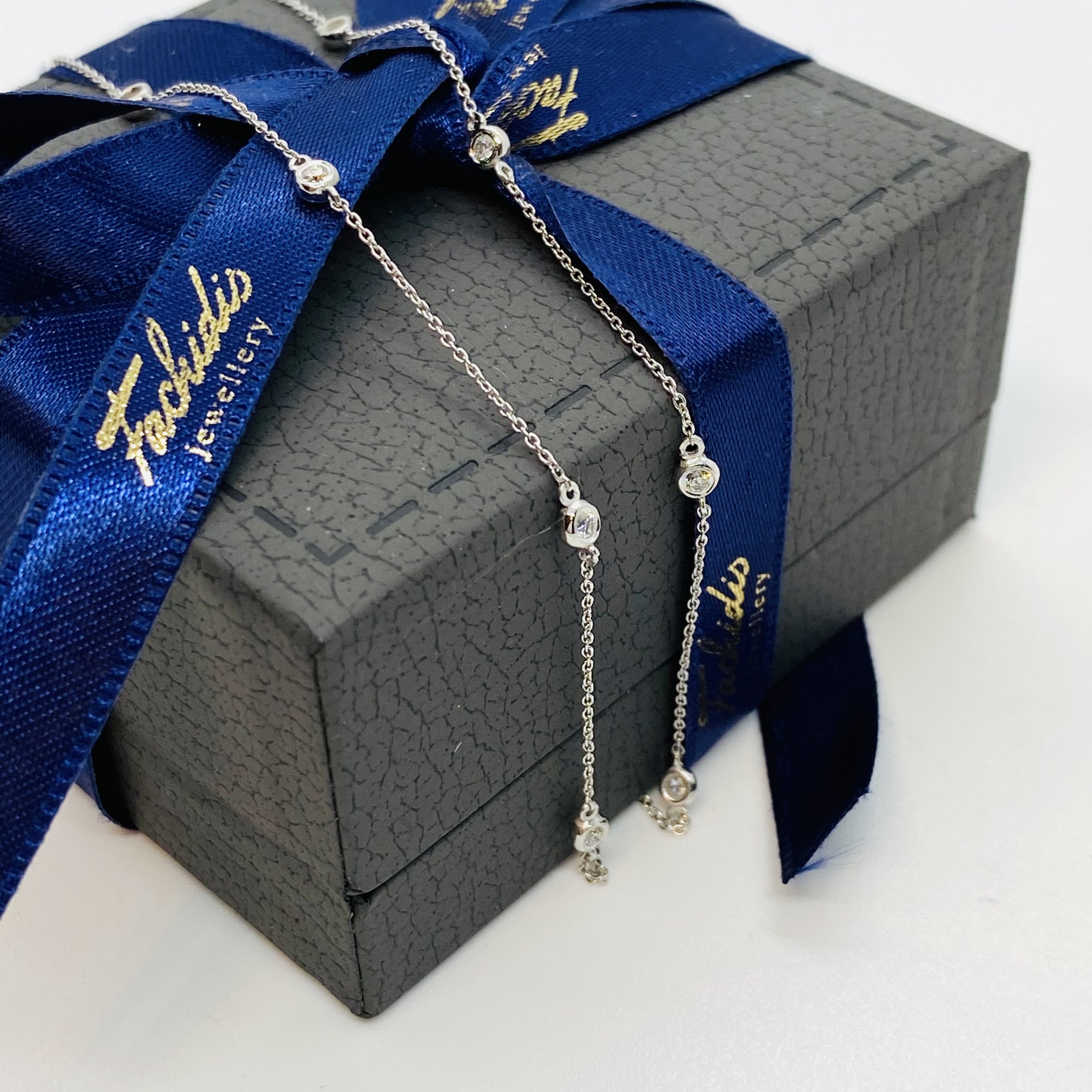 Nine diamond white chain necklace — Melina Fachidis (3)