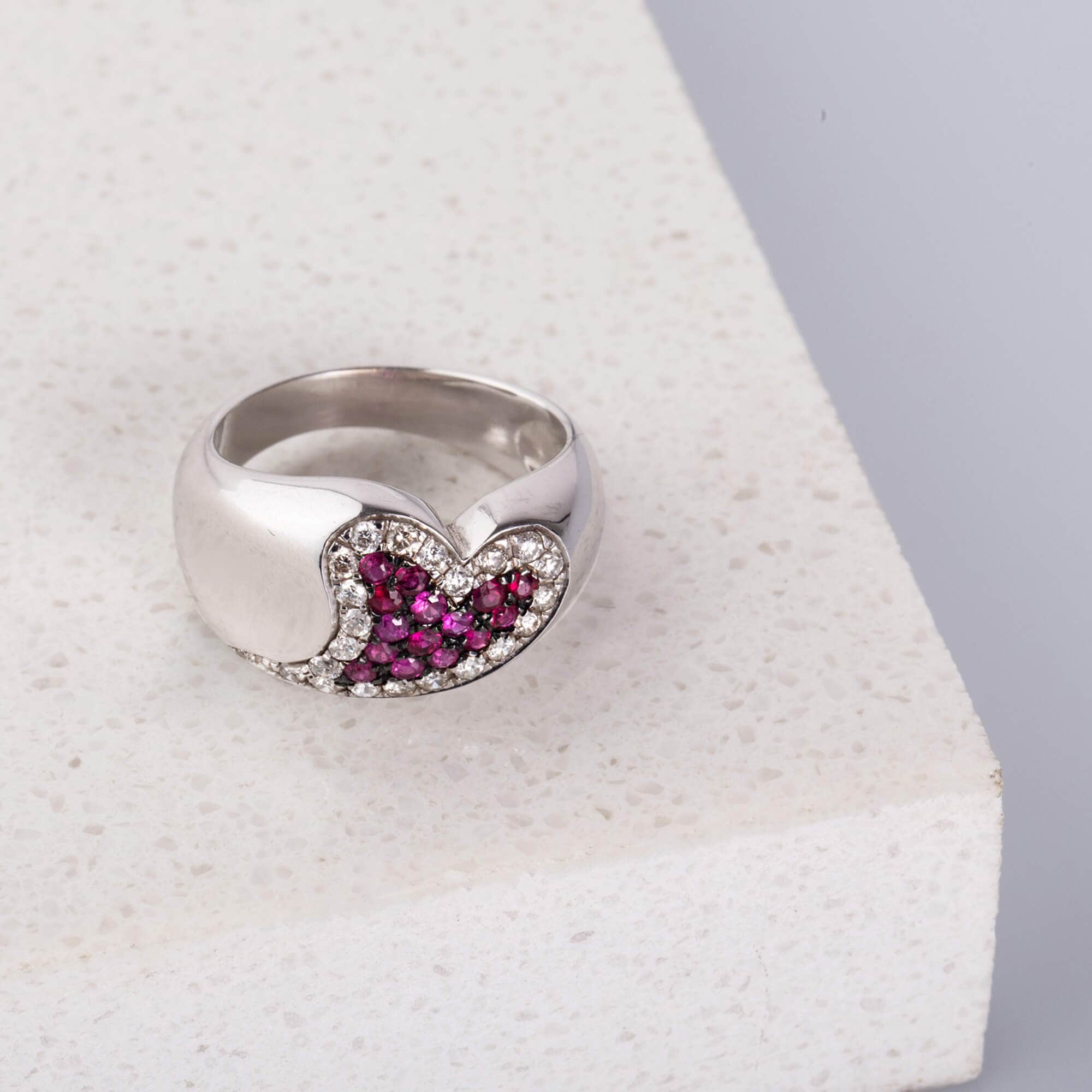 Heart shape ruby/diamond chevalier ring — Melina Fachidis (2)
