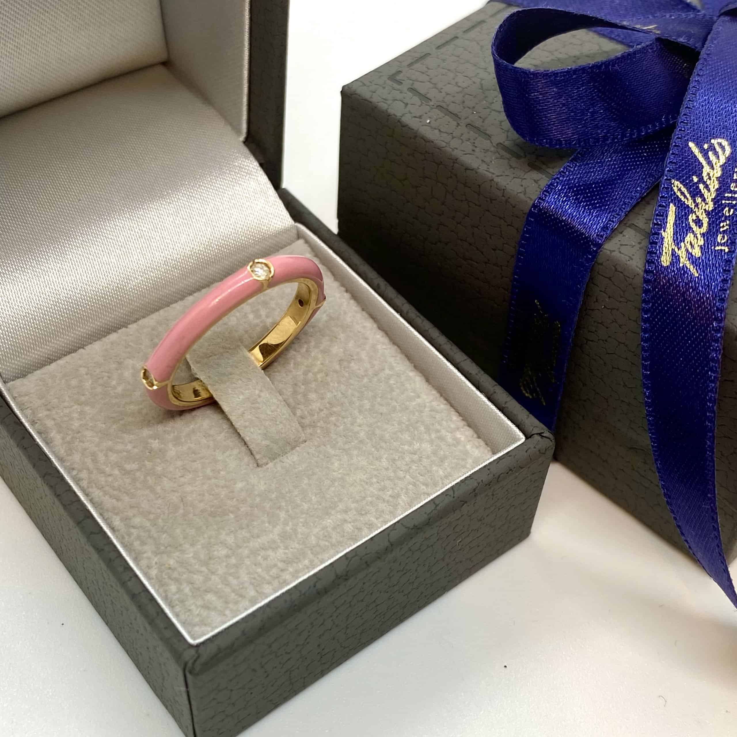 Pink enameled diamond band — Melina Fachidis (7)