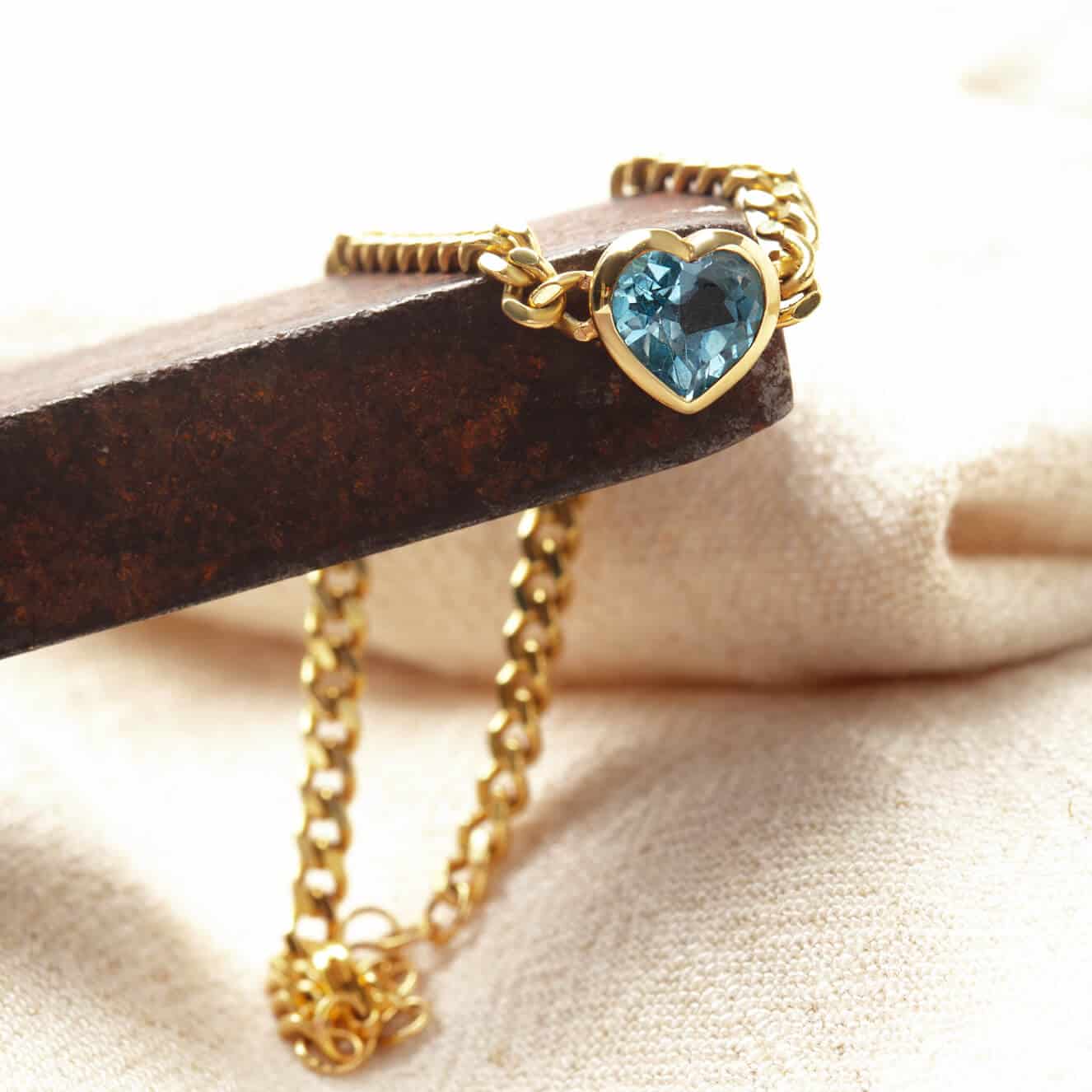 Heart blue topaz 80’s style bracelet — Melina Fachidis (2)