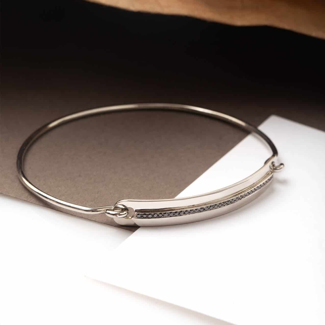 Black diamond line cuff bracelet — Melina Fachidis (2)