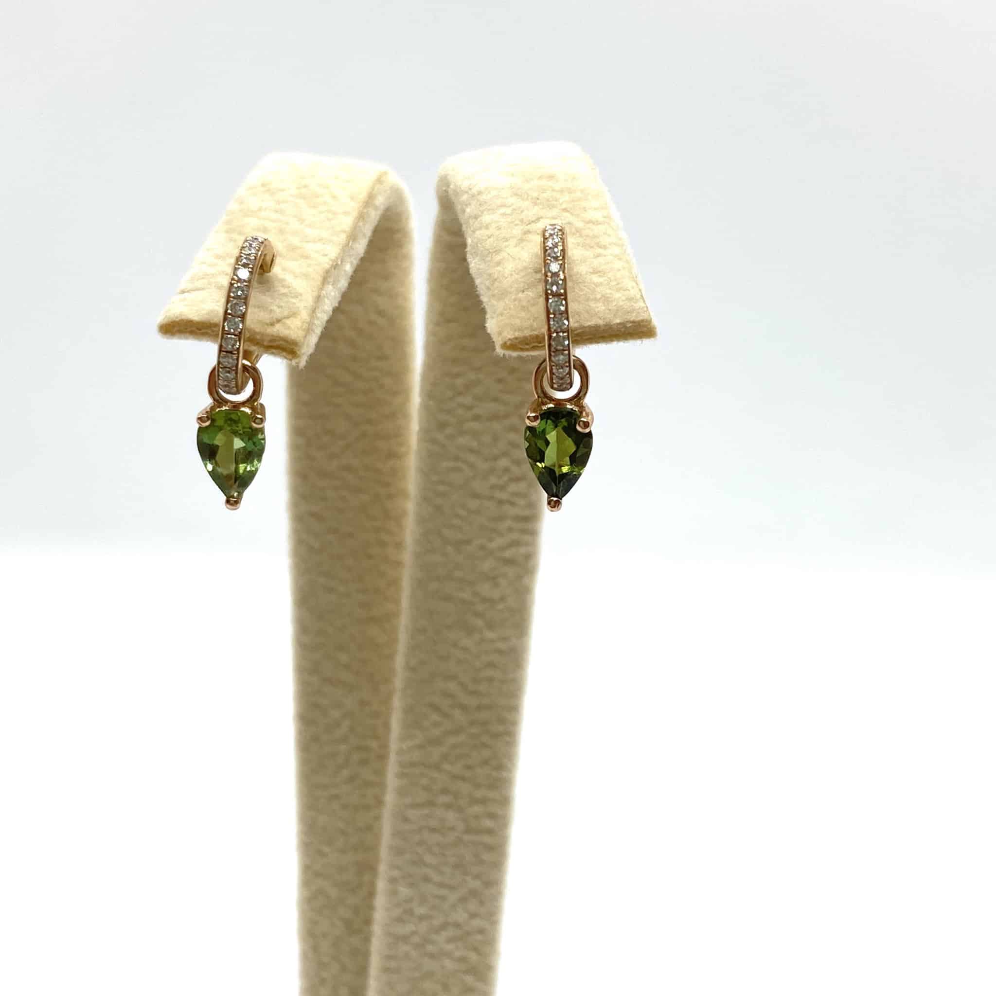 Diamond tiny hoops with drop-shaped olive green tourmalines. — Melina Fachidis (3)