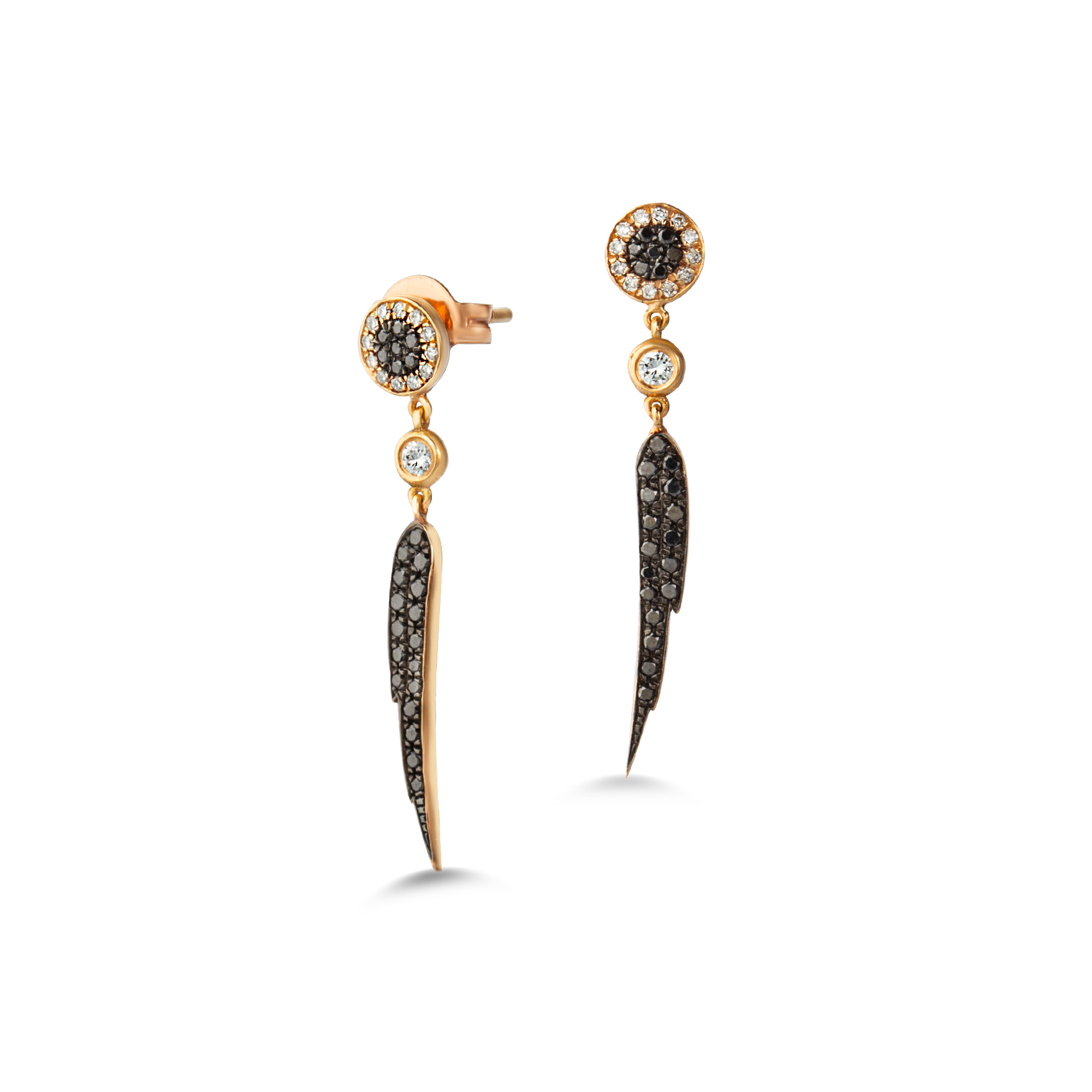 Diamond feather long earrings — Melina Fachidis (7)