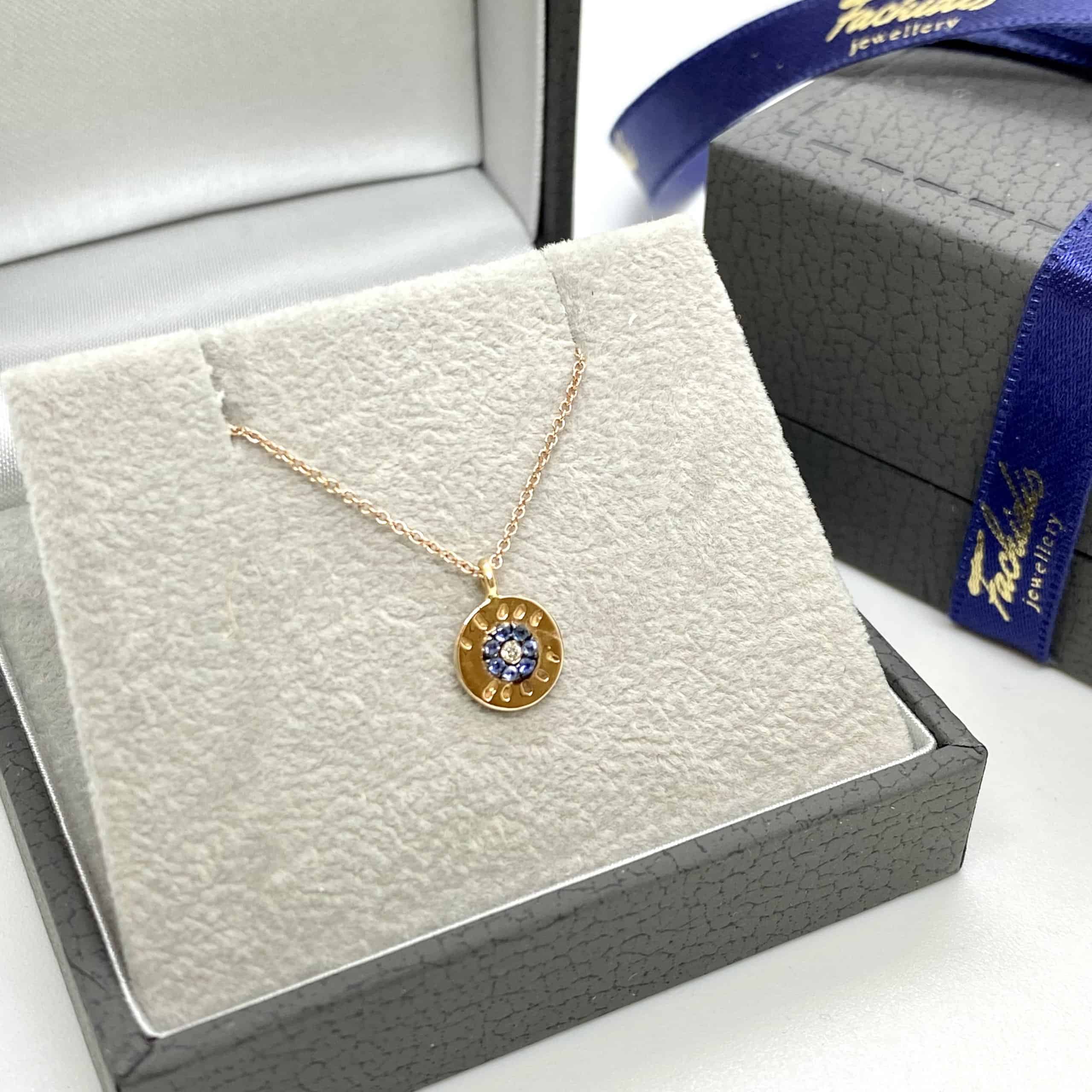 Sapphire eye round small pendant — Melina Fachidis (2)