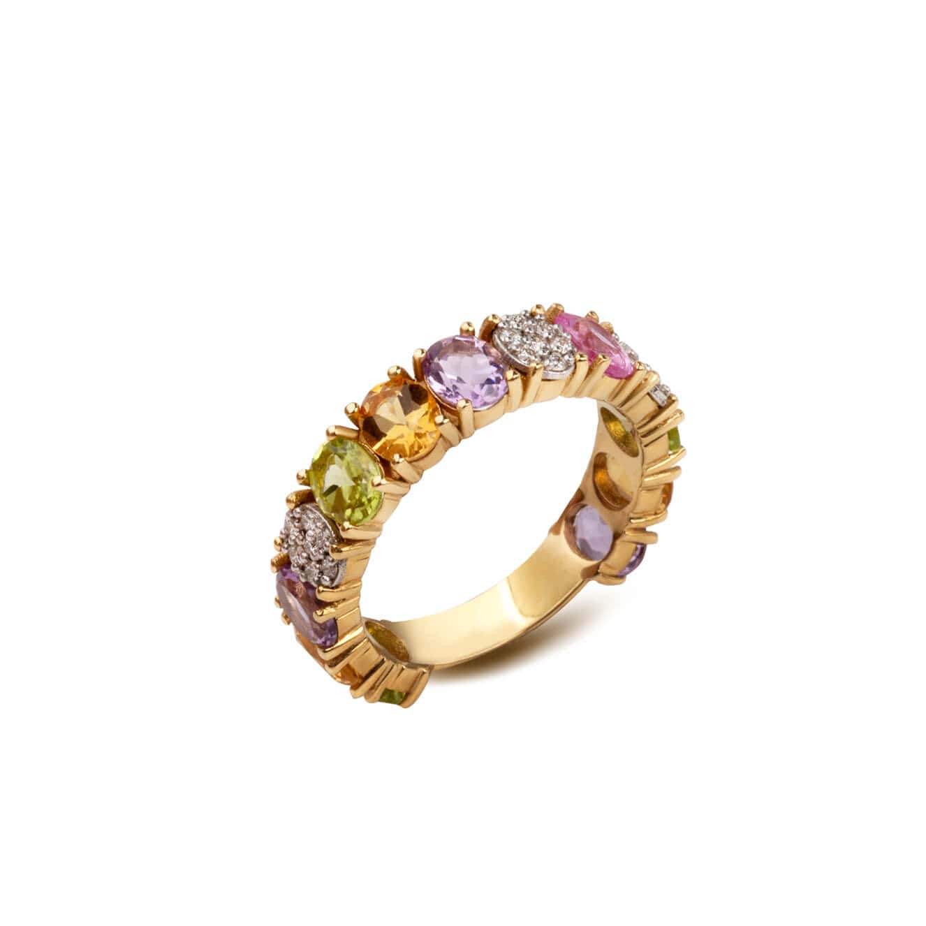 Multi gemstone band with diamonds — Melina Fachidis